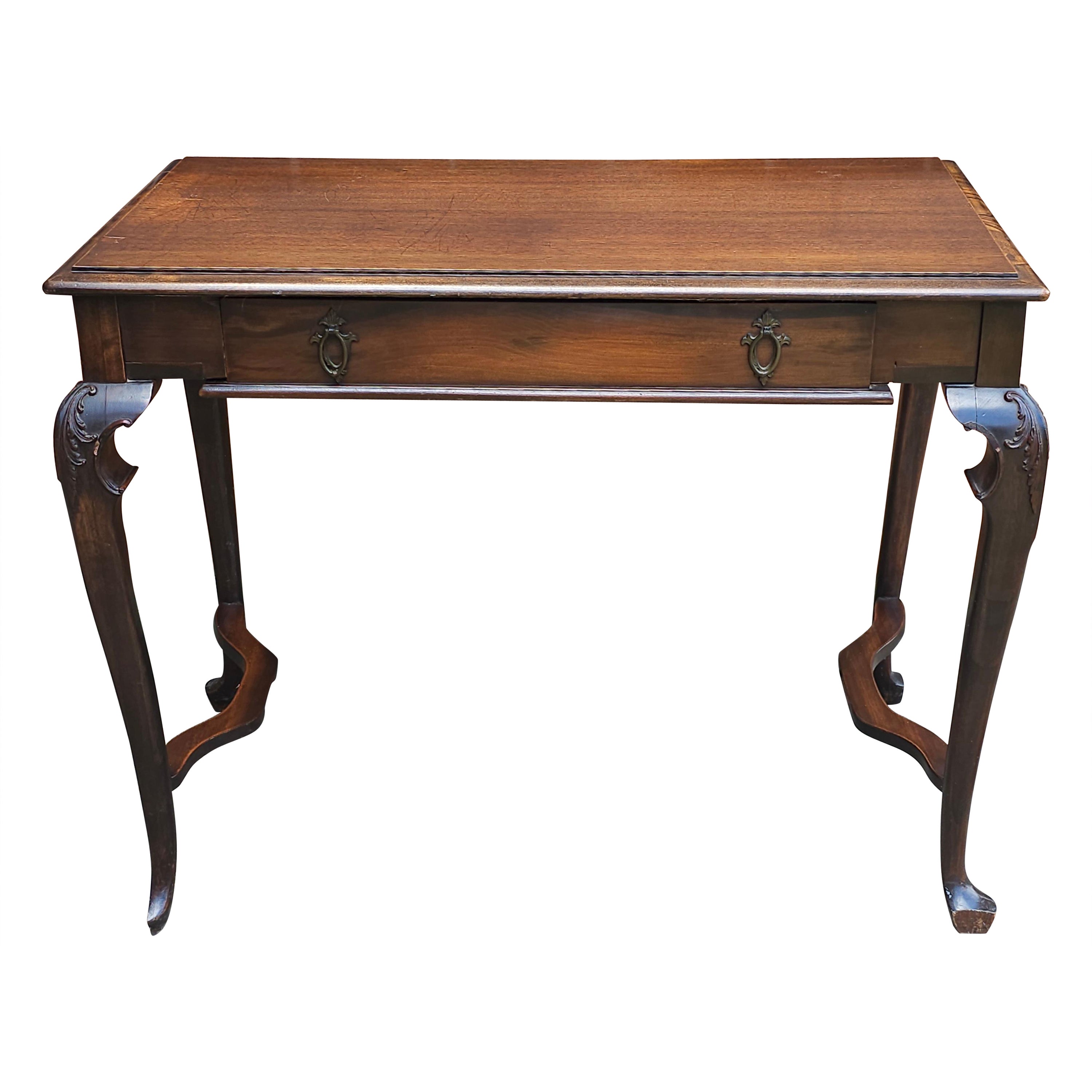 Consola victoriana de caoba con un cajón