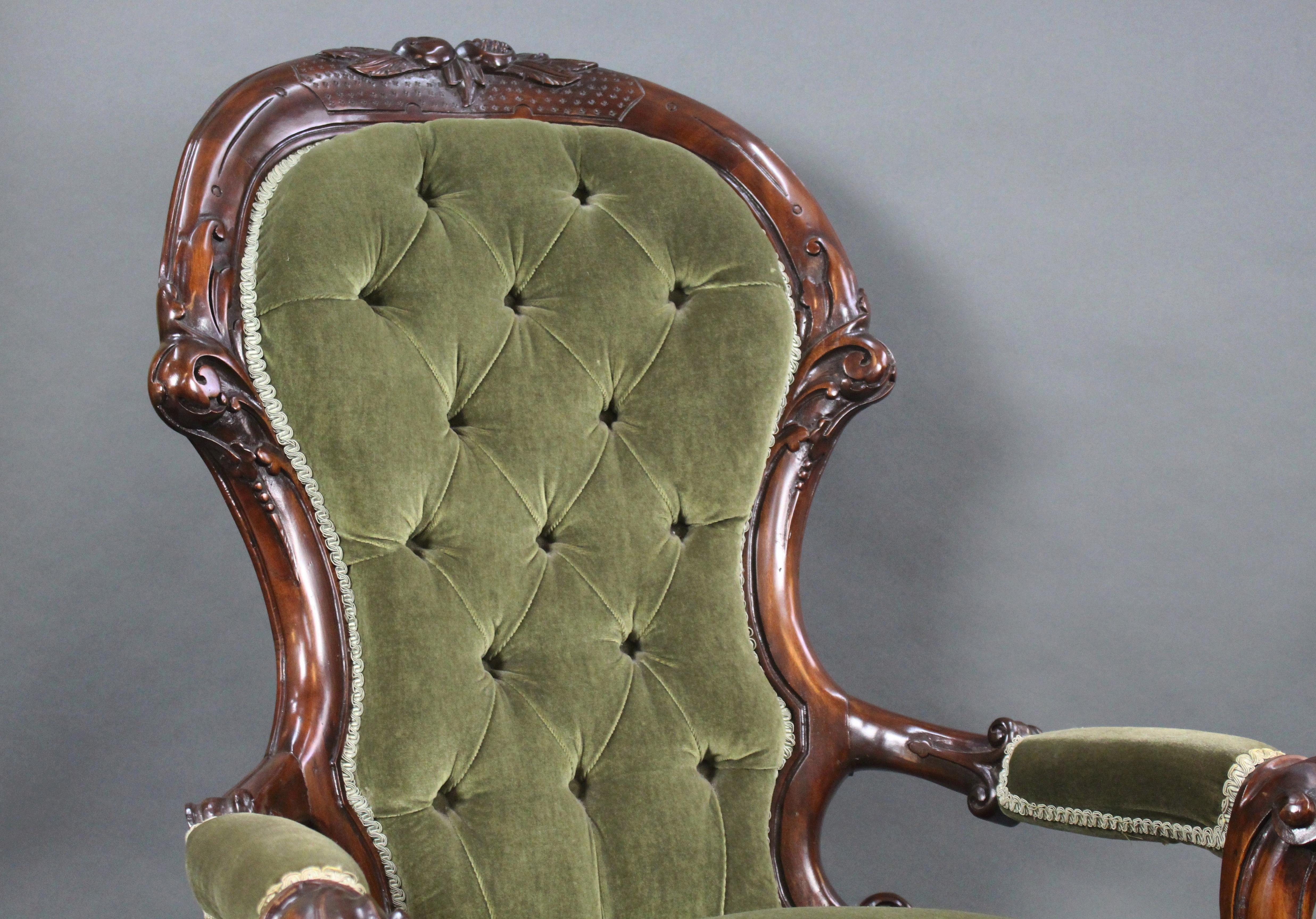 Victorian Style Mahogany Spoon Back Armchair 1