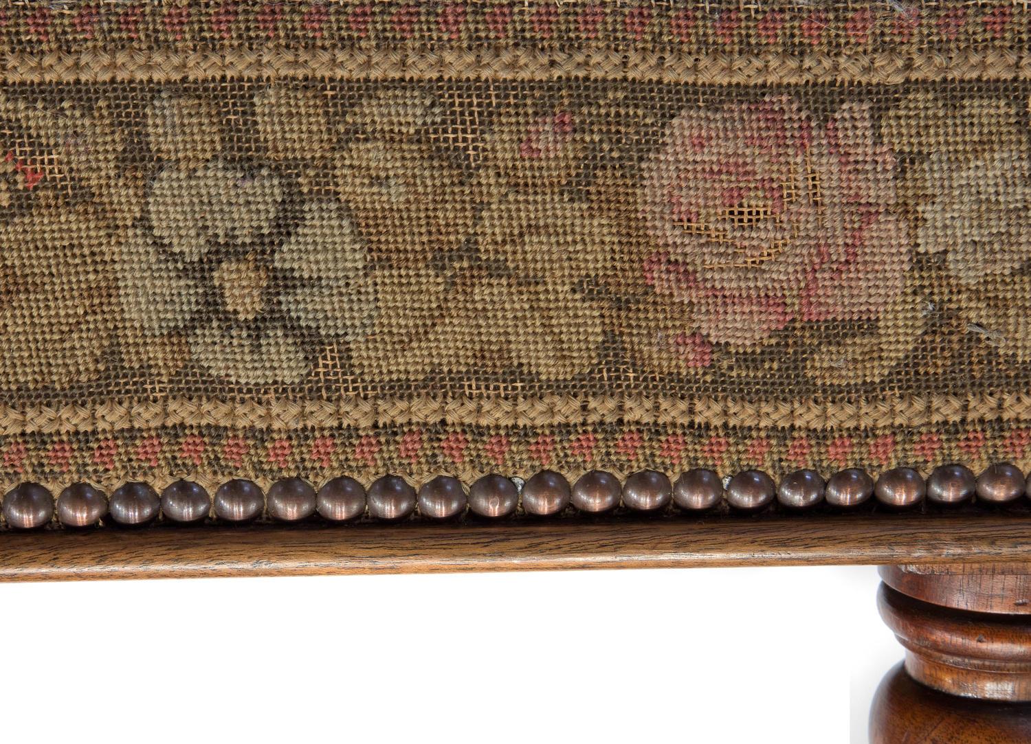 Victorian Mahogany Stool with Embroidery In Good Condition For Sale In Salisbury, GB