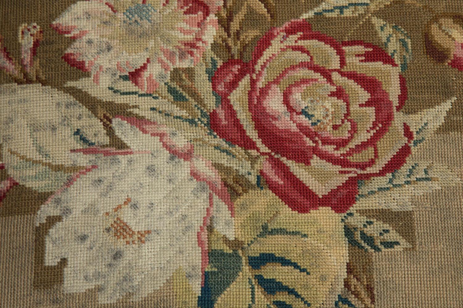 Victorian Mahogany Stool with Embroidery For Sale 1
