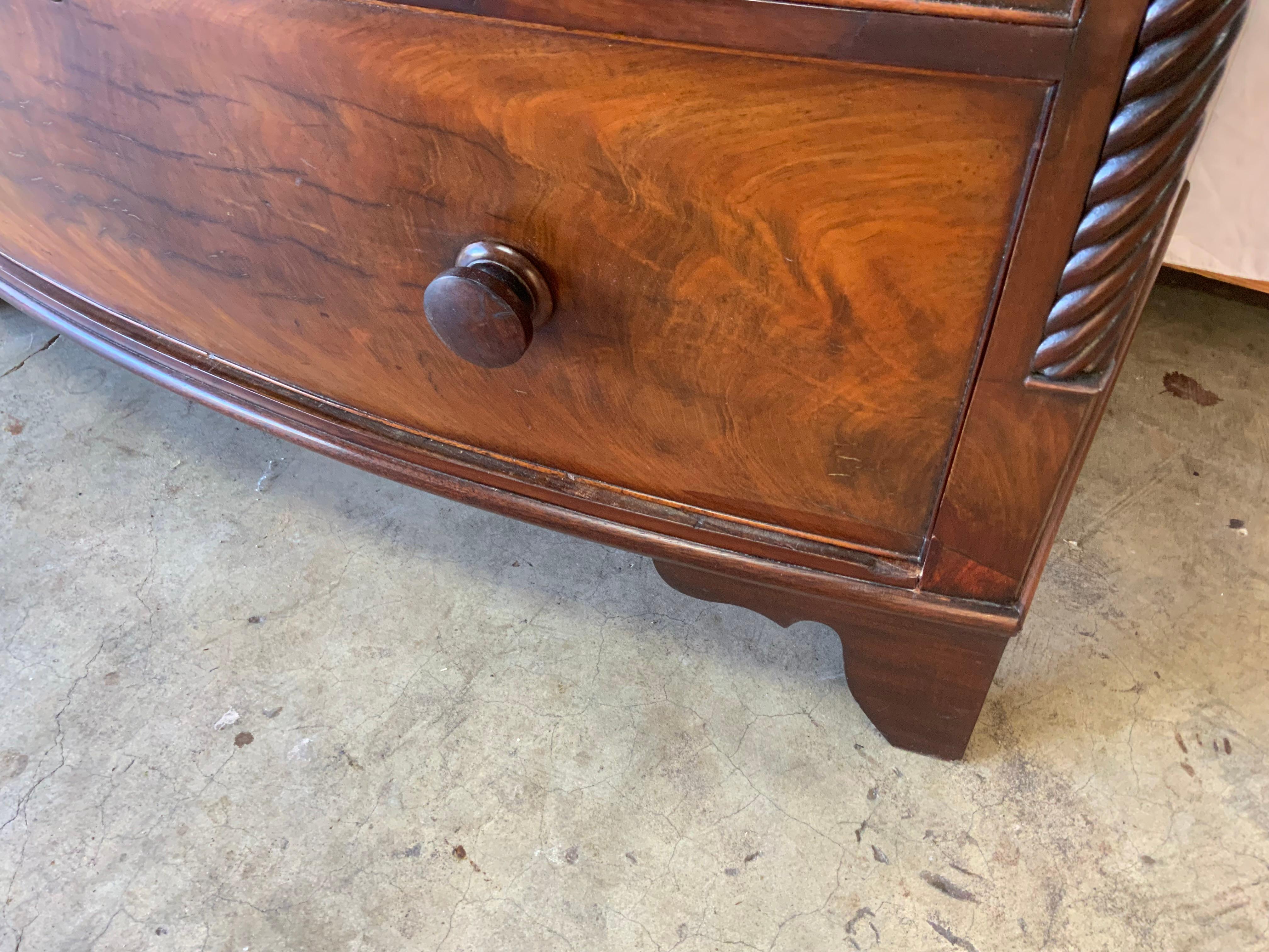 Victorian Bow Front Mahogany Tall Chest 5