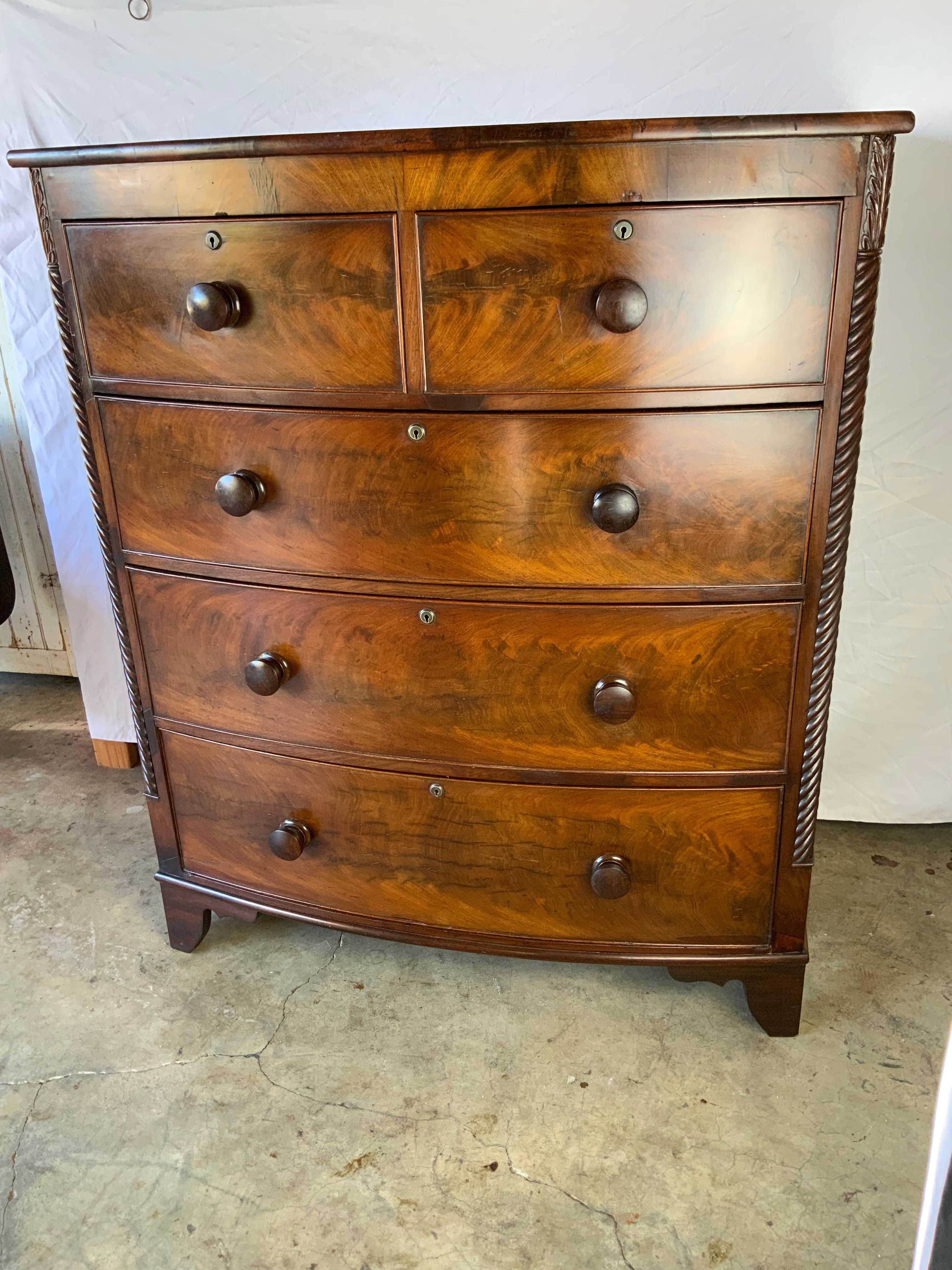 Victorian Bow Front Mahogany Tall Chest 12
