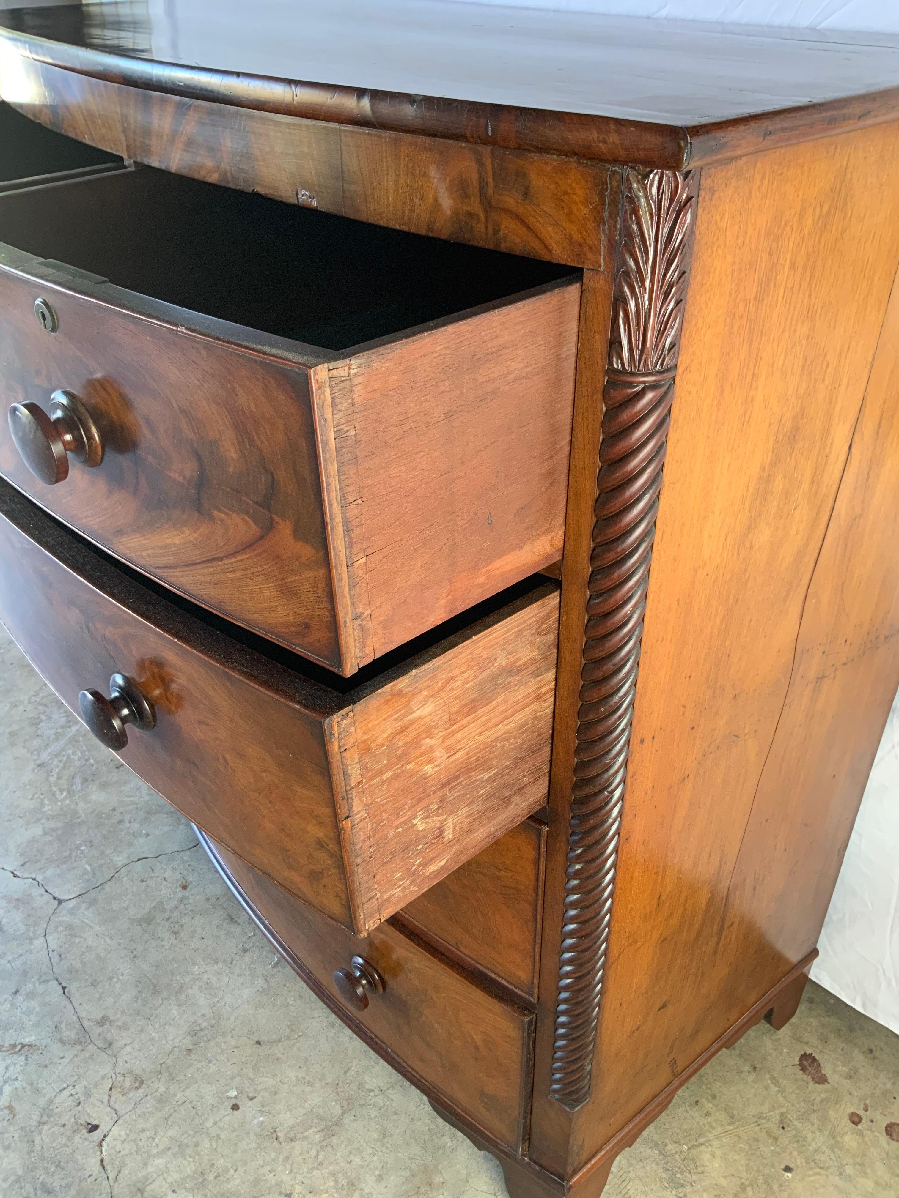 Victorian Bow Front Mahogany Tall Chest 2