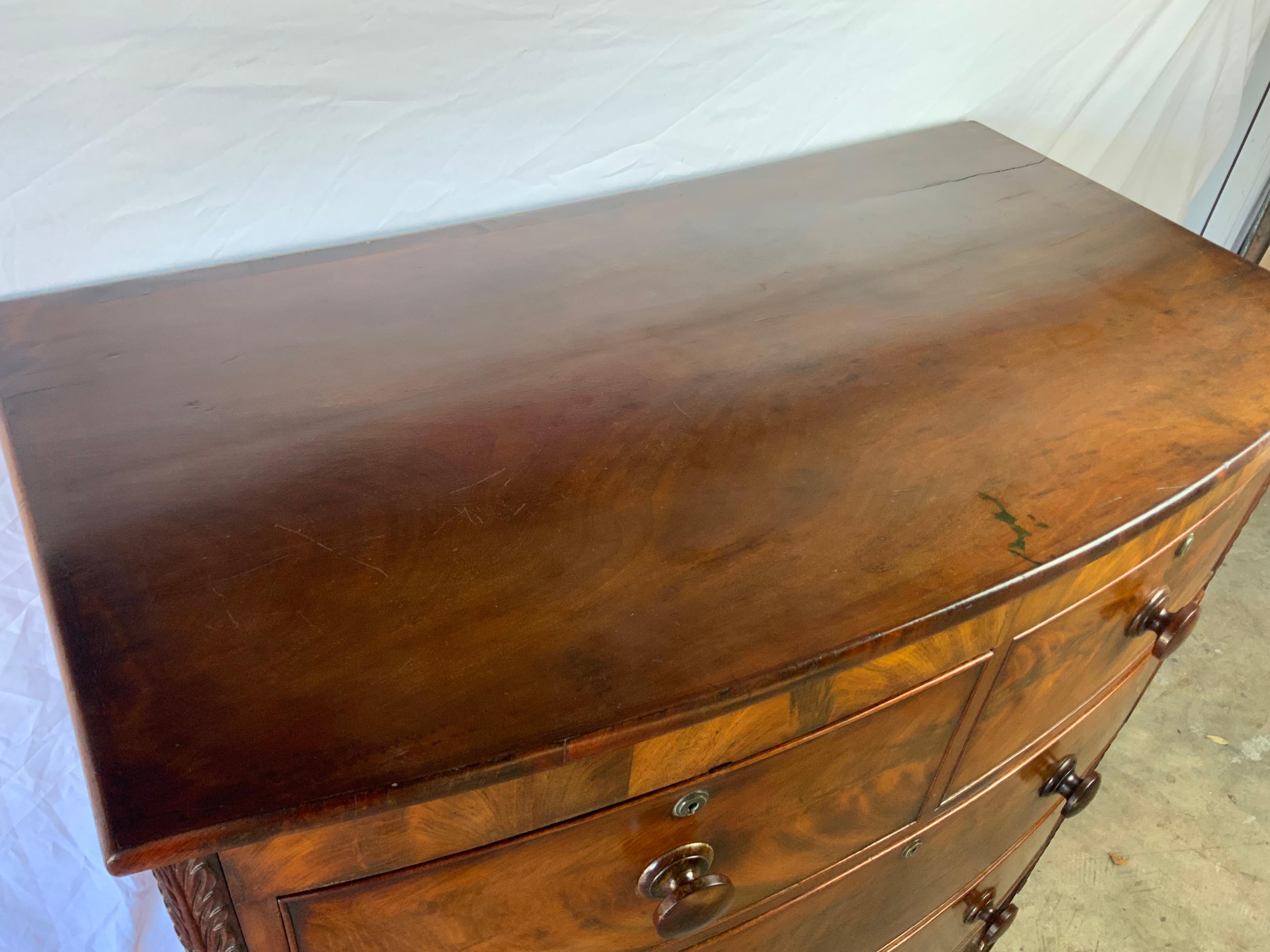 Victorian Bow Front Mahogany Tall Chest 3
