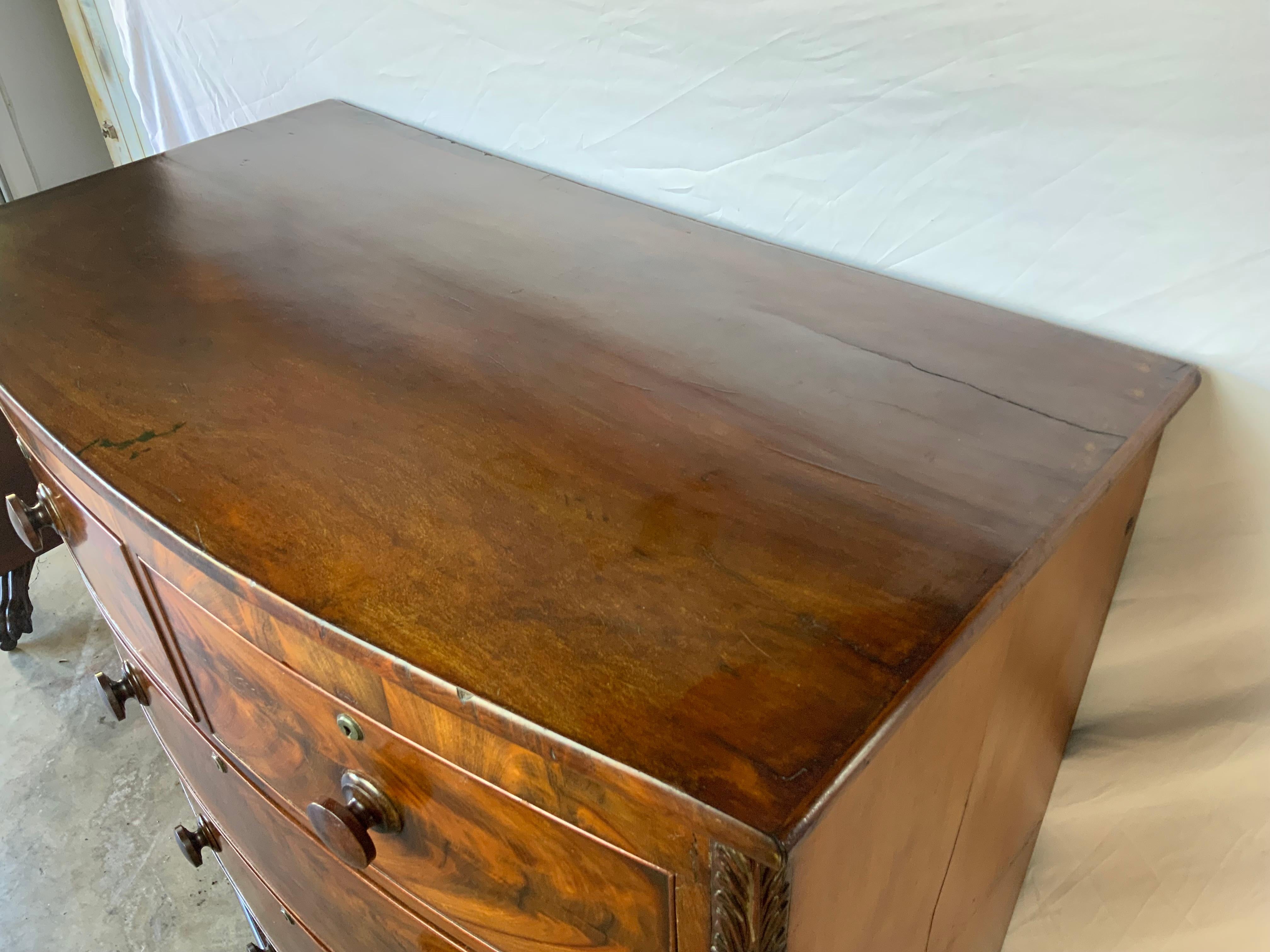 Victorian Bow Front Mahogany Tall Chest 4