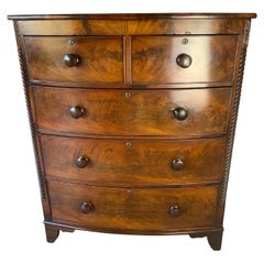 Antique Victorian Bow Front Mahogany Tall Chest