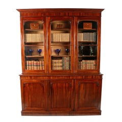 Victorian Mahogany Three Door Bookcase, 19th Century