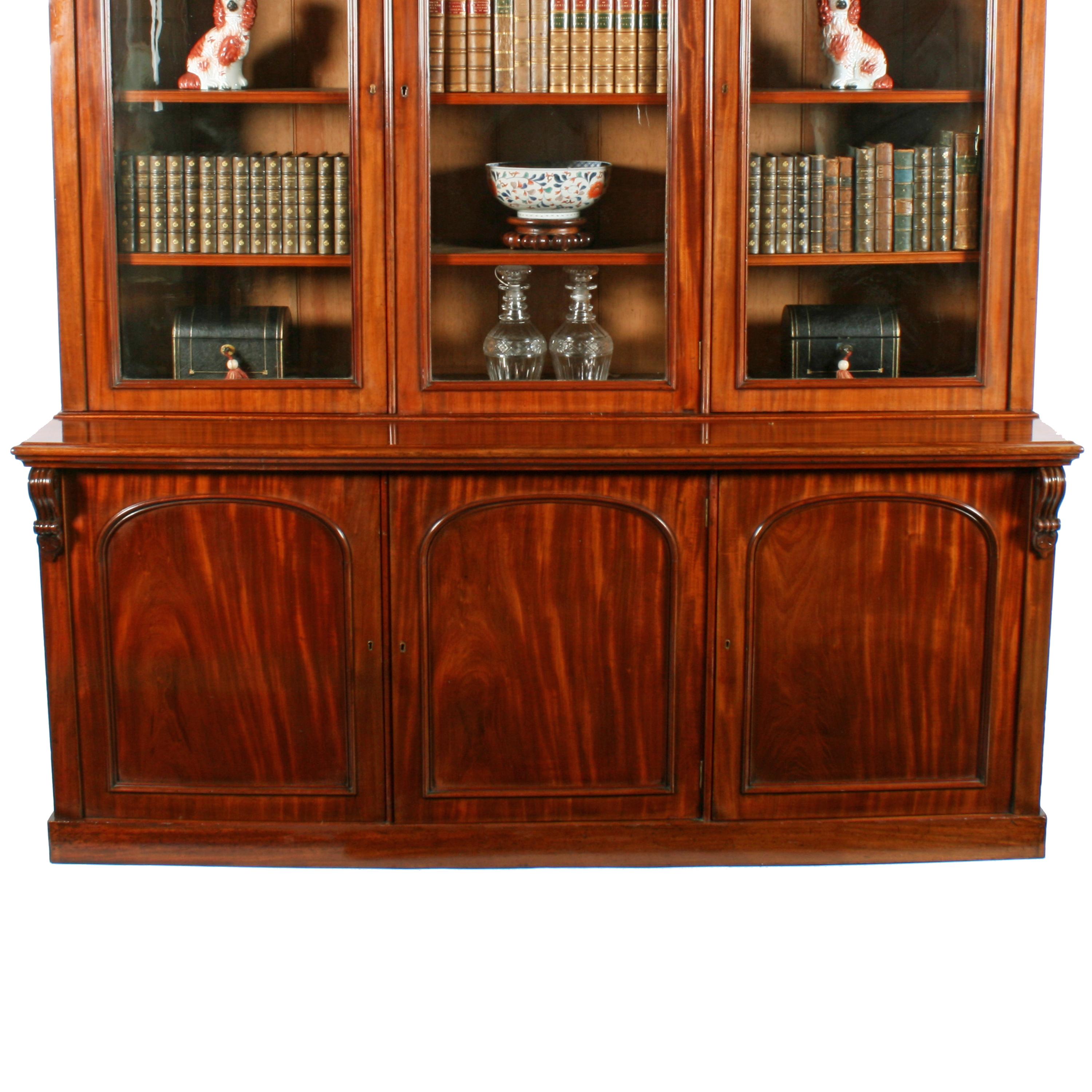 British Victorian Mahogany Three-Door Bookcase