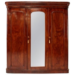 Victorian Mahogany Three-Door Fitted Wardrobe, English, circa 1870