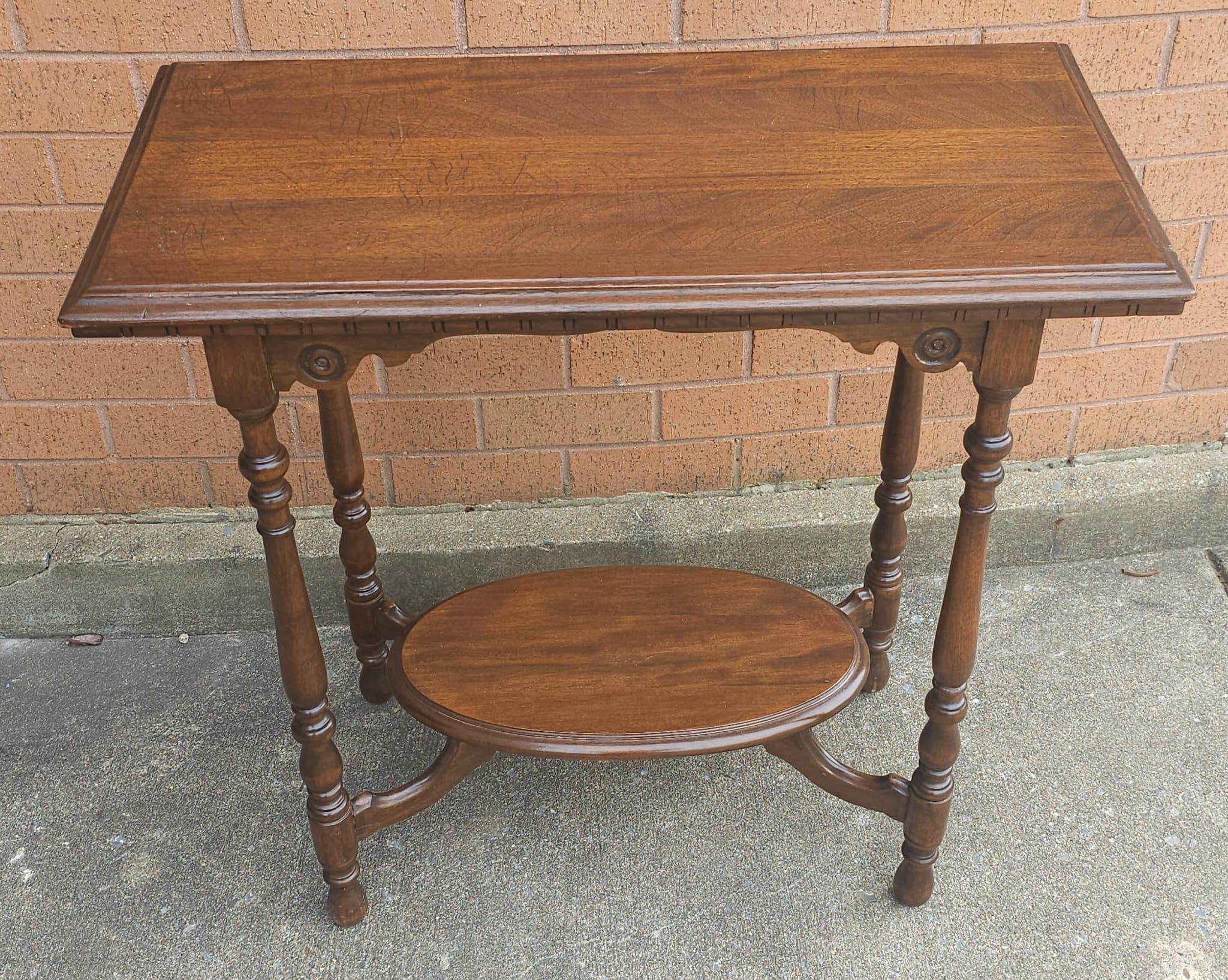 20th Century Victorian Mahogany Tiered Console Table For Sale