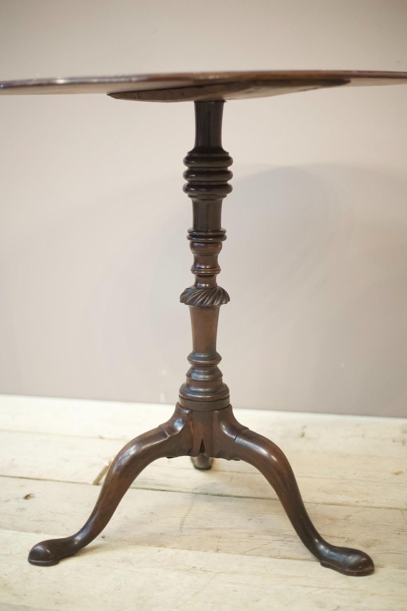 This is a very smart Victorian mahogany tripod table with beautifully carved support and feet. Oval shaped top in overall very good condition. It is a fixed table not tilt top. It will make an ideal lamp table in the corner of a room.

Height 75cm