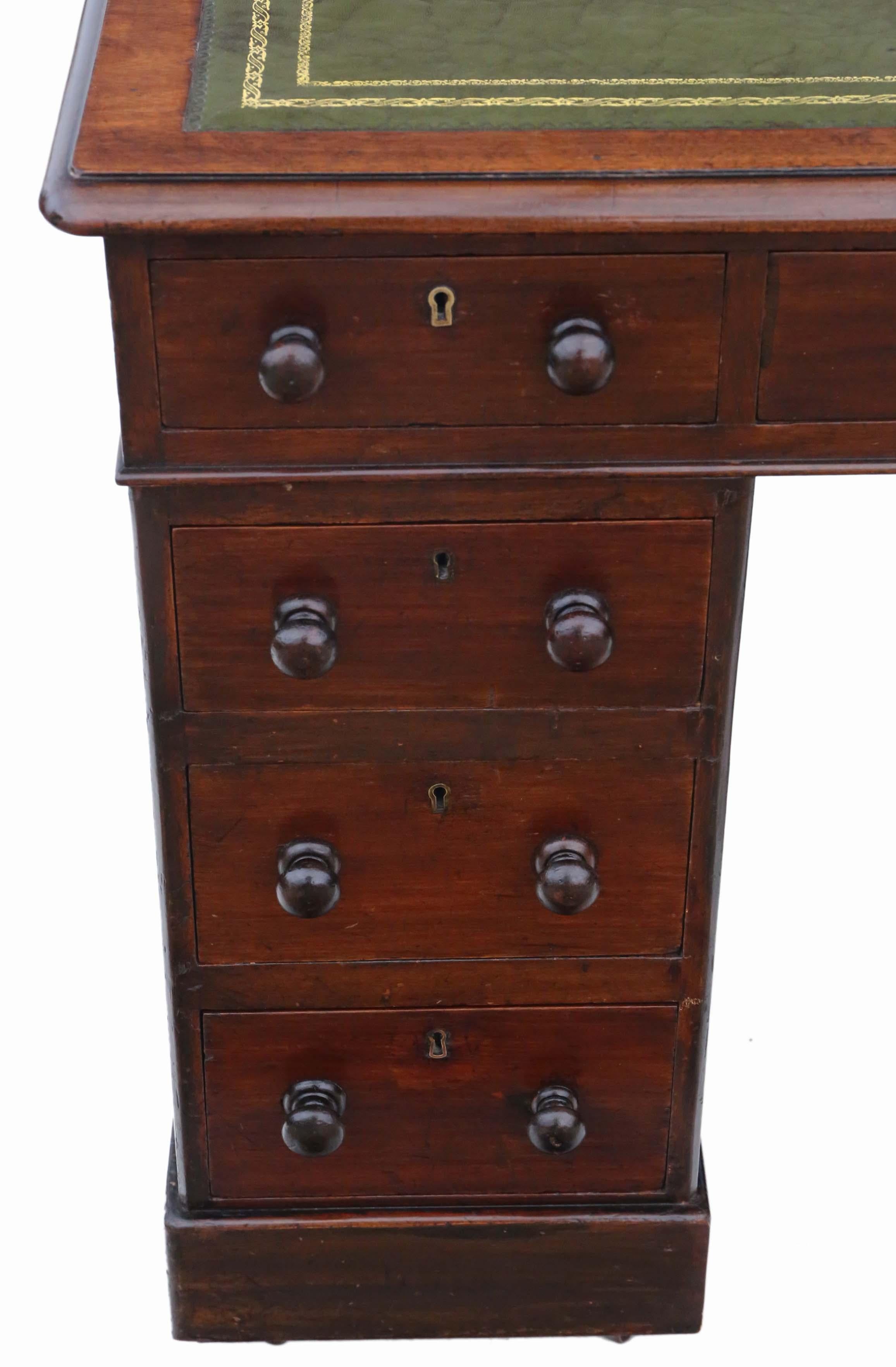 Victorian Mahogany Twin Pedestal Desk Writing Dressing Table In Good Condition In Wisbech, Cambridgeshire