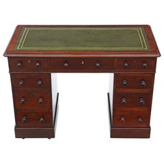 Antique Victorian Mahogany Twin Pedestal Desk Writing Dressing Table