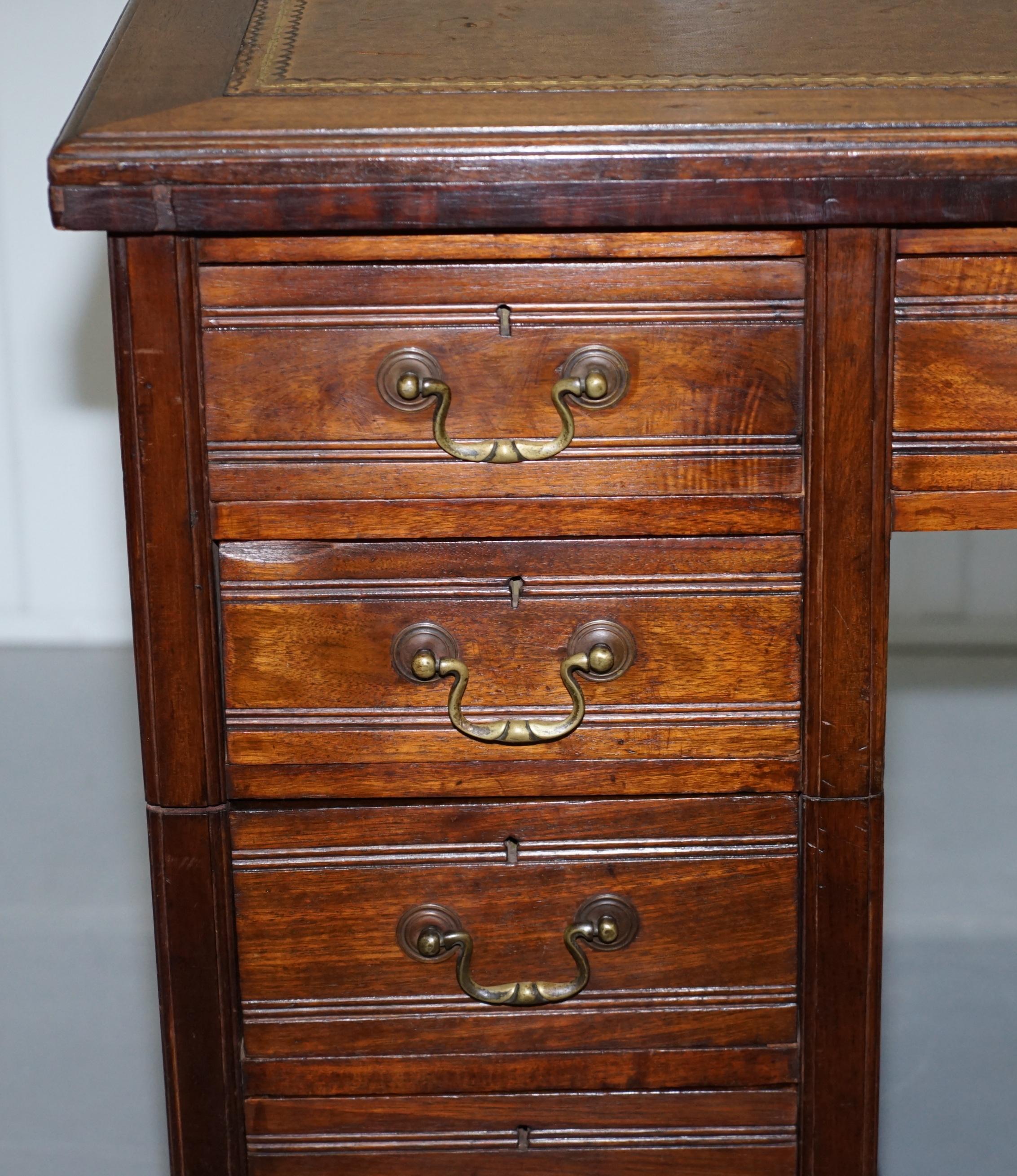 19th Century Victorian Mahogany Twin Pedestal Partner Desk Original Timber, Nice Leather Top