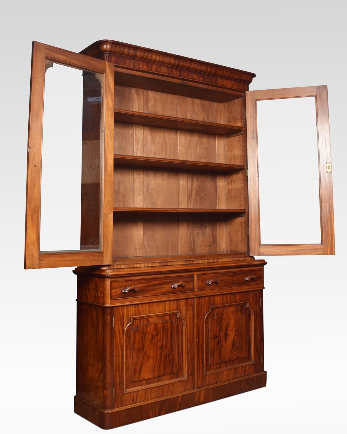 Victorian Mahogany Two-Door Bookcase For Sale 4