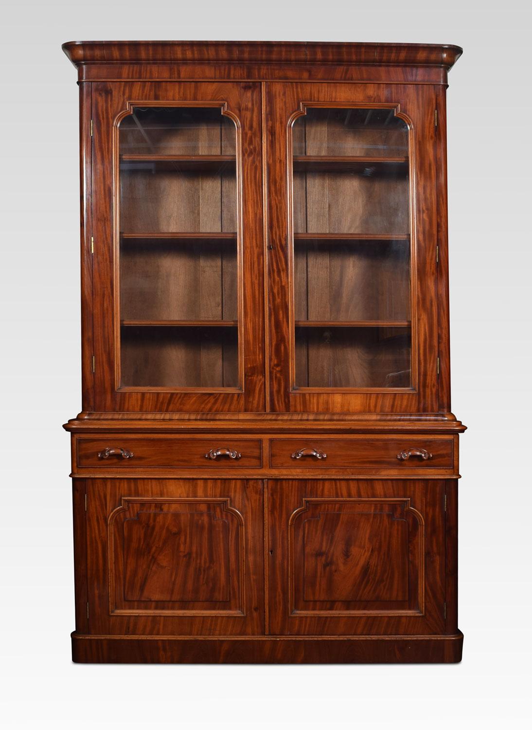 Victorian Mahogany Two-Door Bookcase For Sale 5