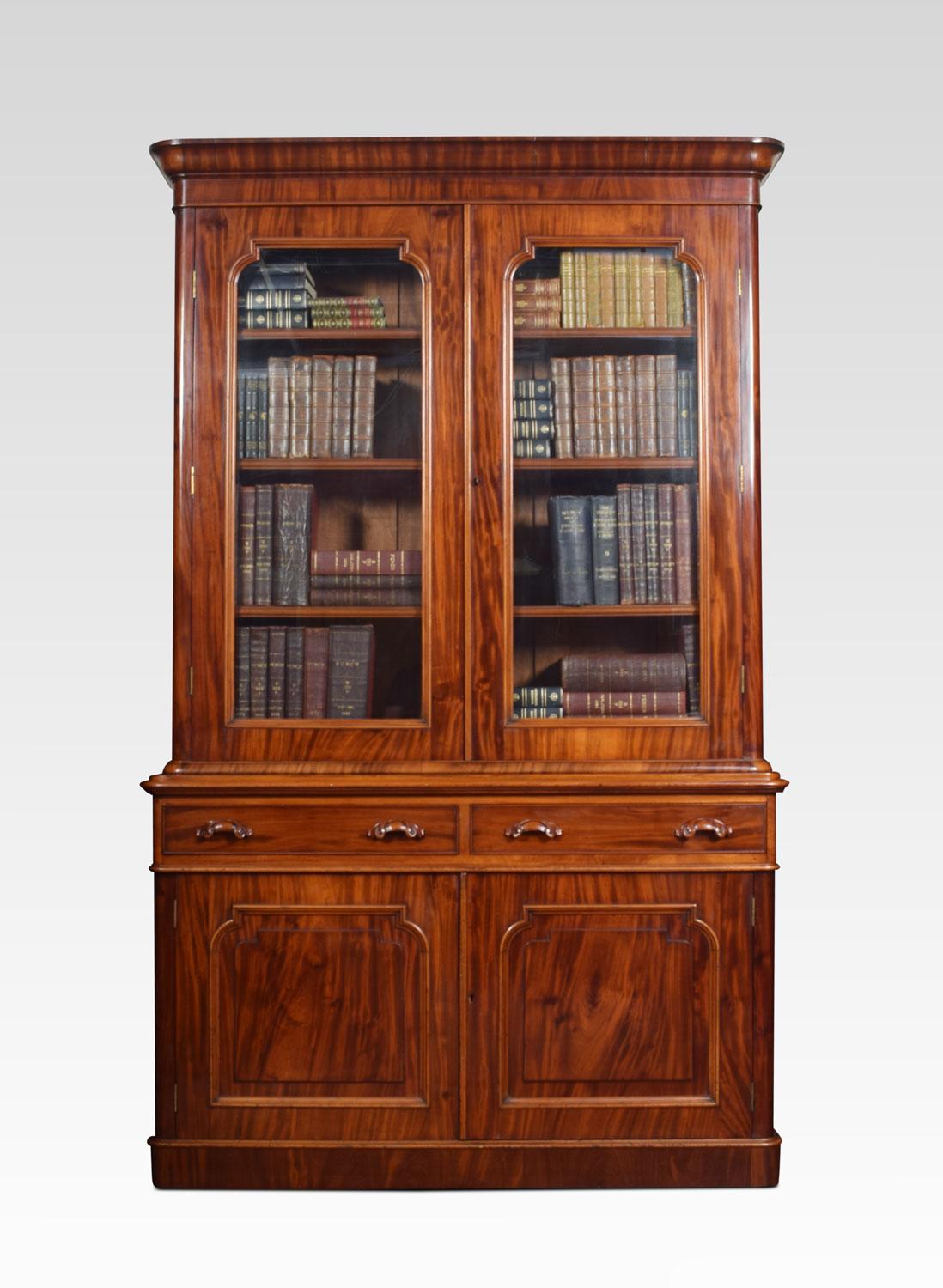 Victorian Mahogany Two-Door Bookcase For Sale 6