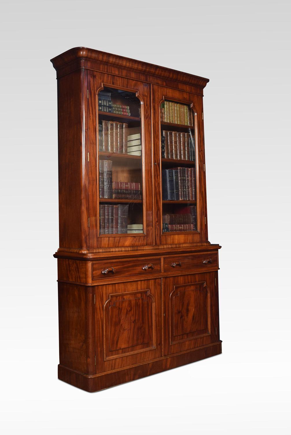 19th Century Victorian Mahogany Two-Door Bookcase For Sale