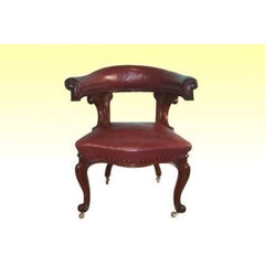 Victorian Mahogany Upholstered Desk Library Chair