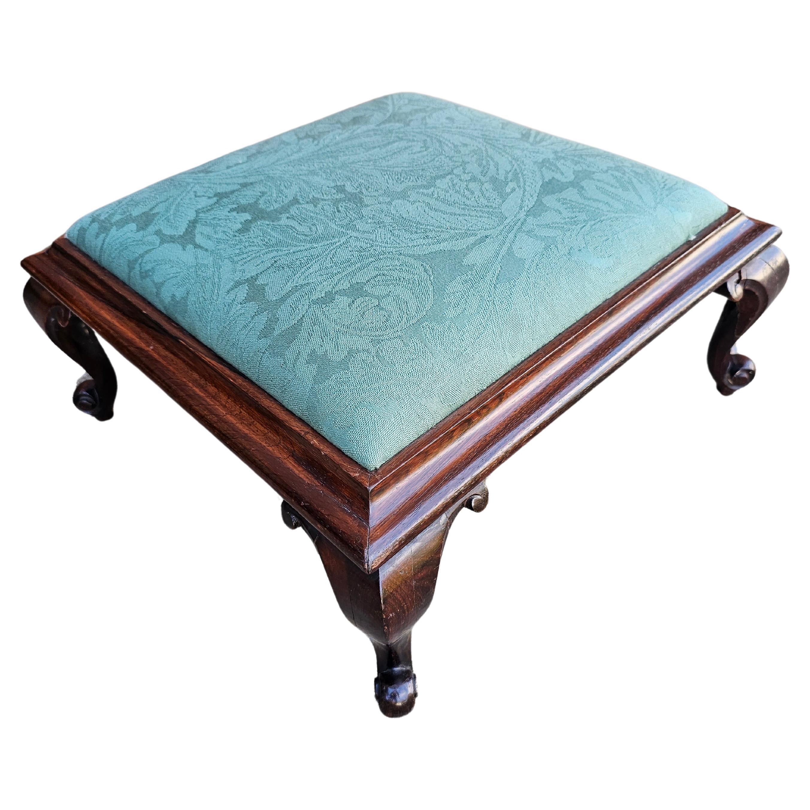 Victorian Mahogany Upholstered Footstool 