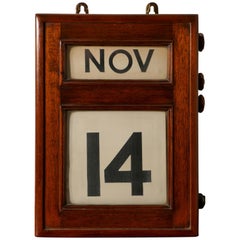 Antique Victorian Mahogany Wall Calendar