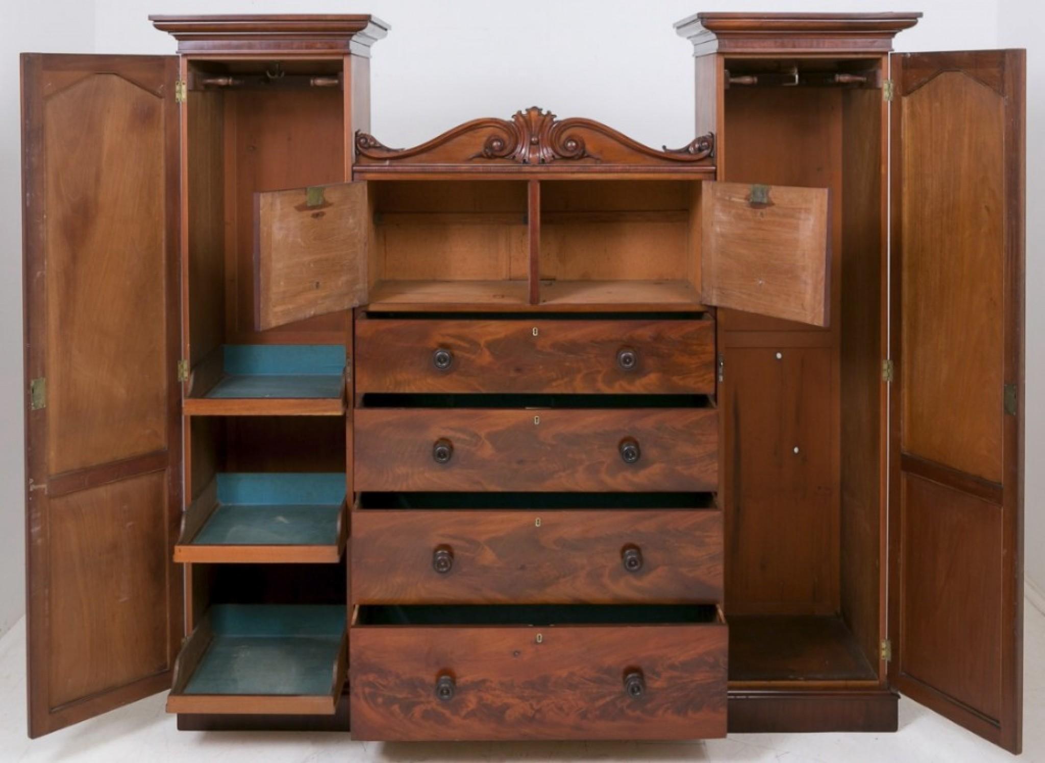 Victorian Mahogany Wardrobe - Antique Turret Closet For Sale 1