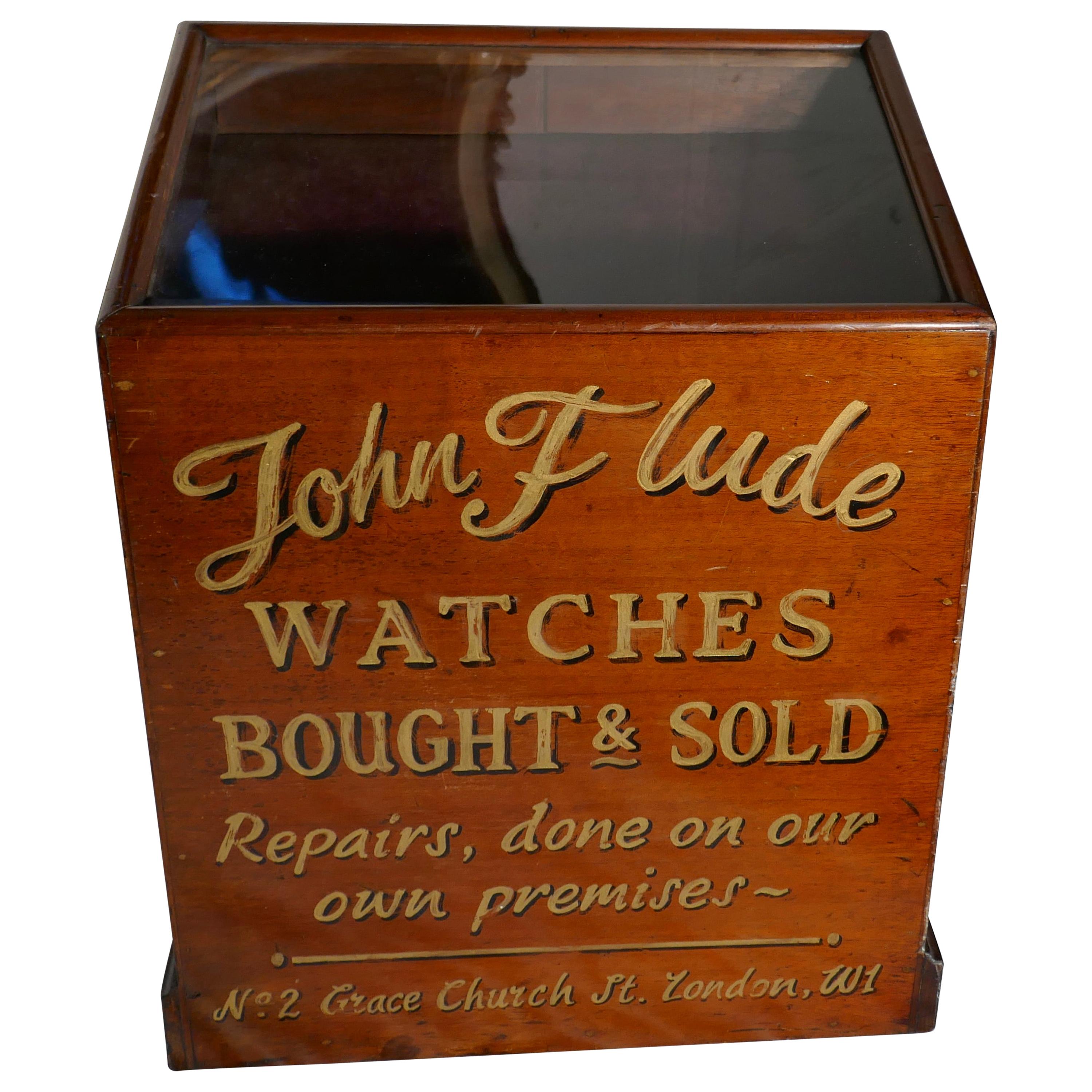 Victorian Mahogany Watchmakers Counter Top Shop Display Cabinet