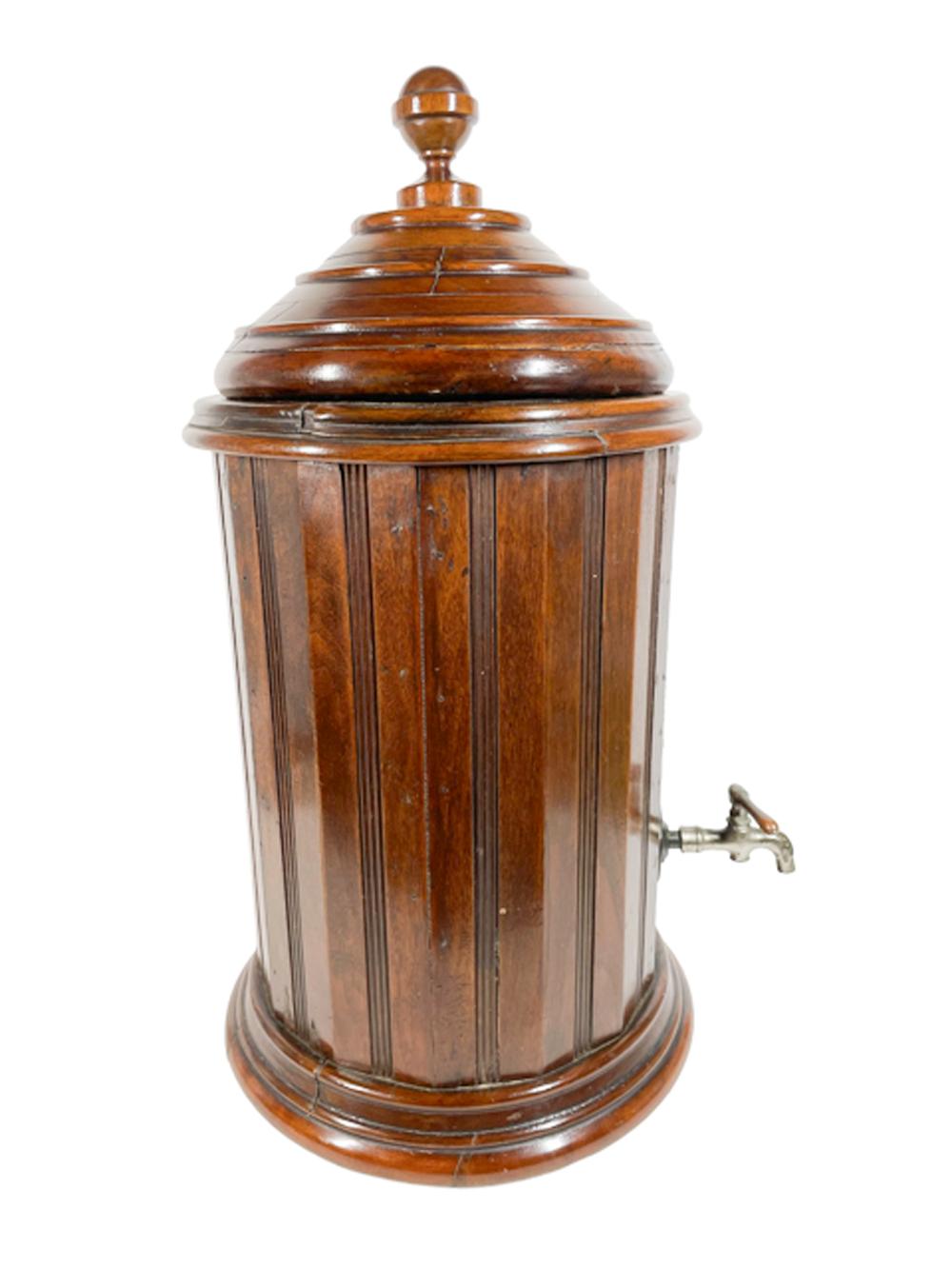 English Victorian Mahogany Water / Beverage Cooler with Enameled Cast Iron Liner  For Sale