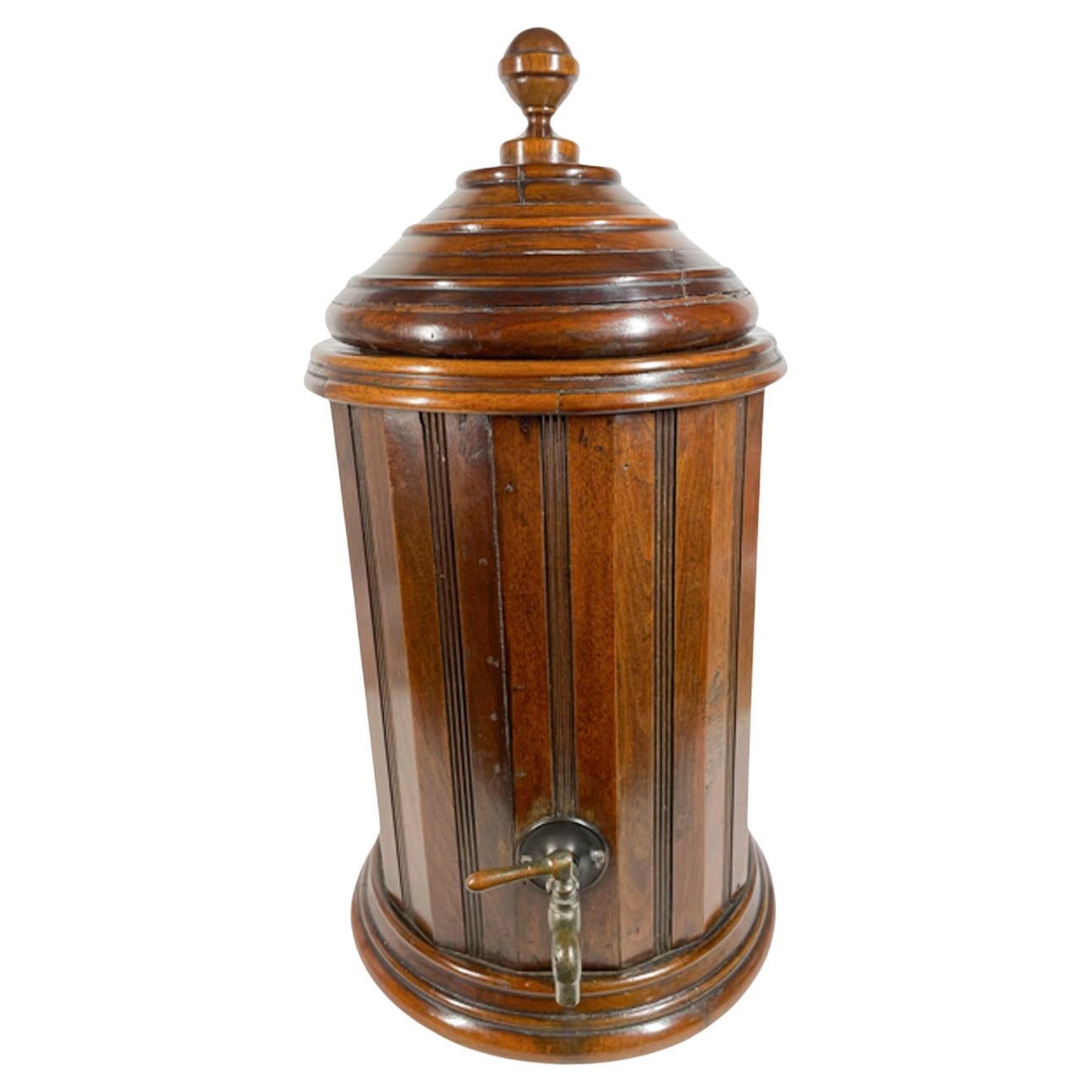 Victorian Mahogany Water / Beverage Cooler with Enameled Cast Iron Liner  For Sale