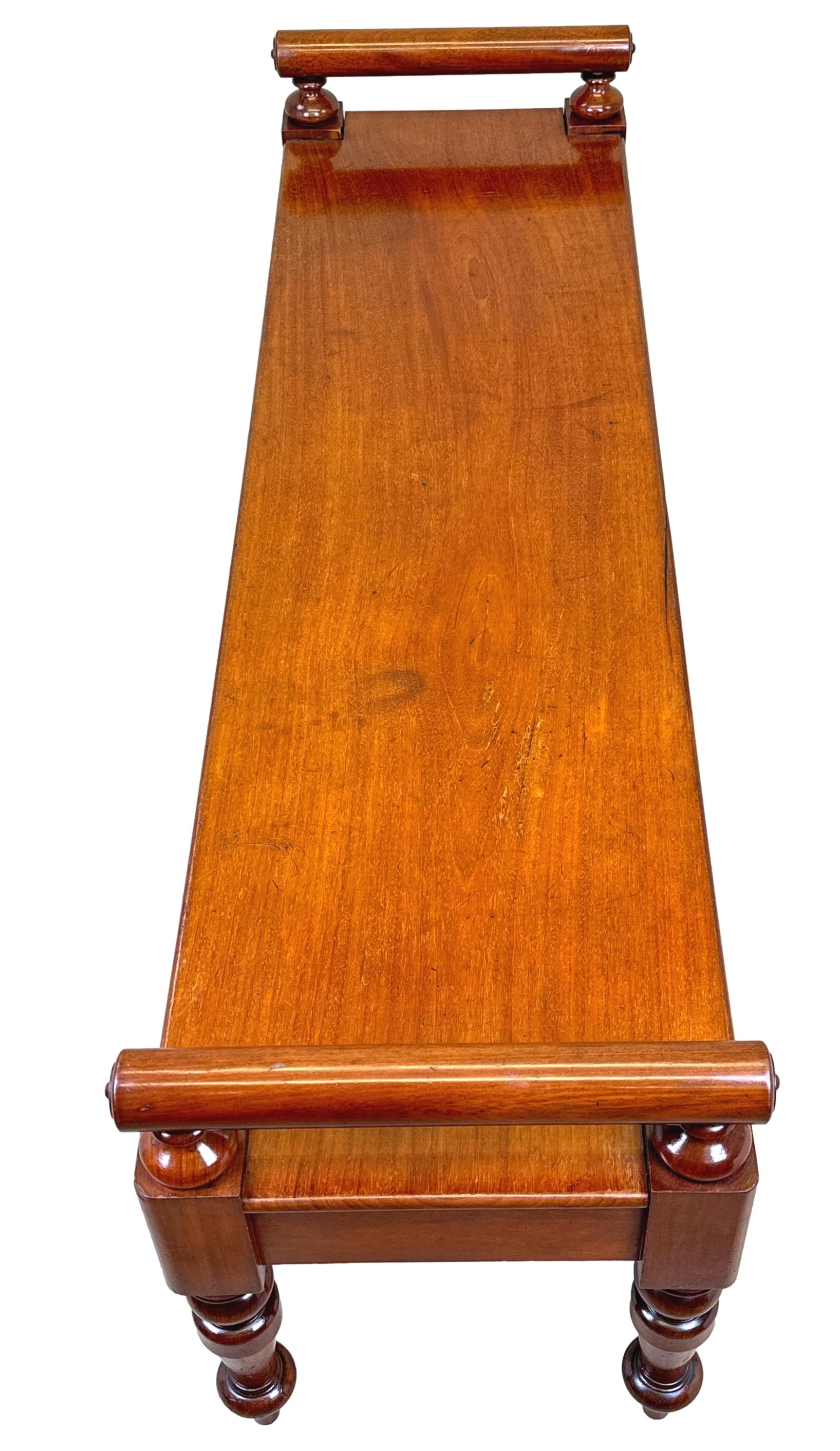 English Victorian Mahogany Window Seat Hall Bench For Sale