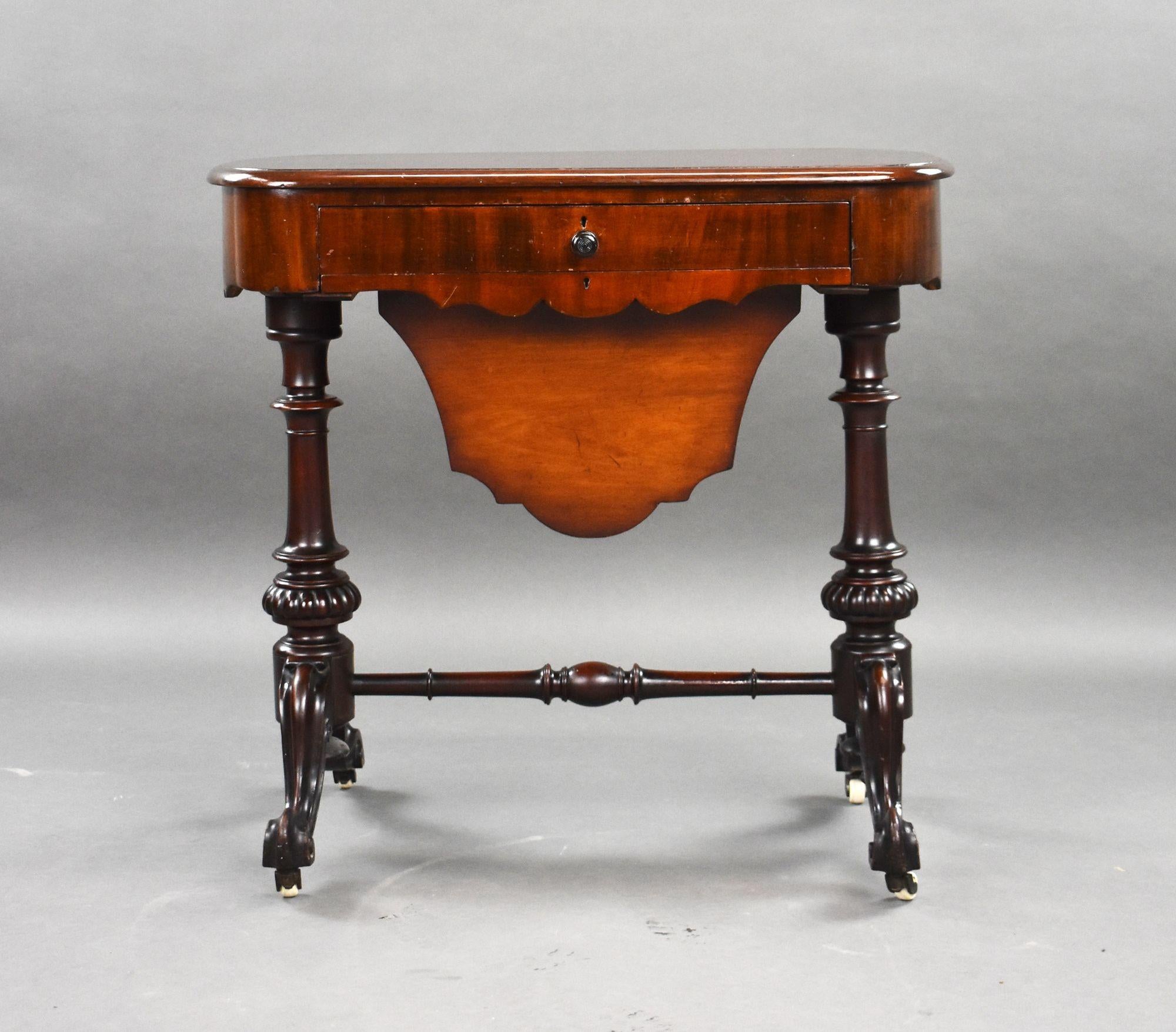 For sale is a good quality Victorian mahogany work table, remaining in very good condition, showing minor signs of wear commensurate with age and use.

Width: 76cm Depth: 44cm Height: 73cm