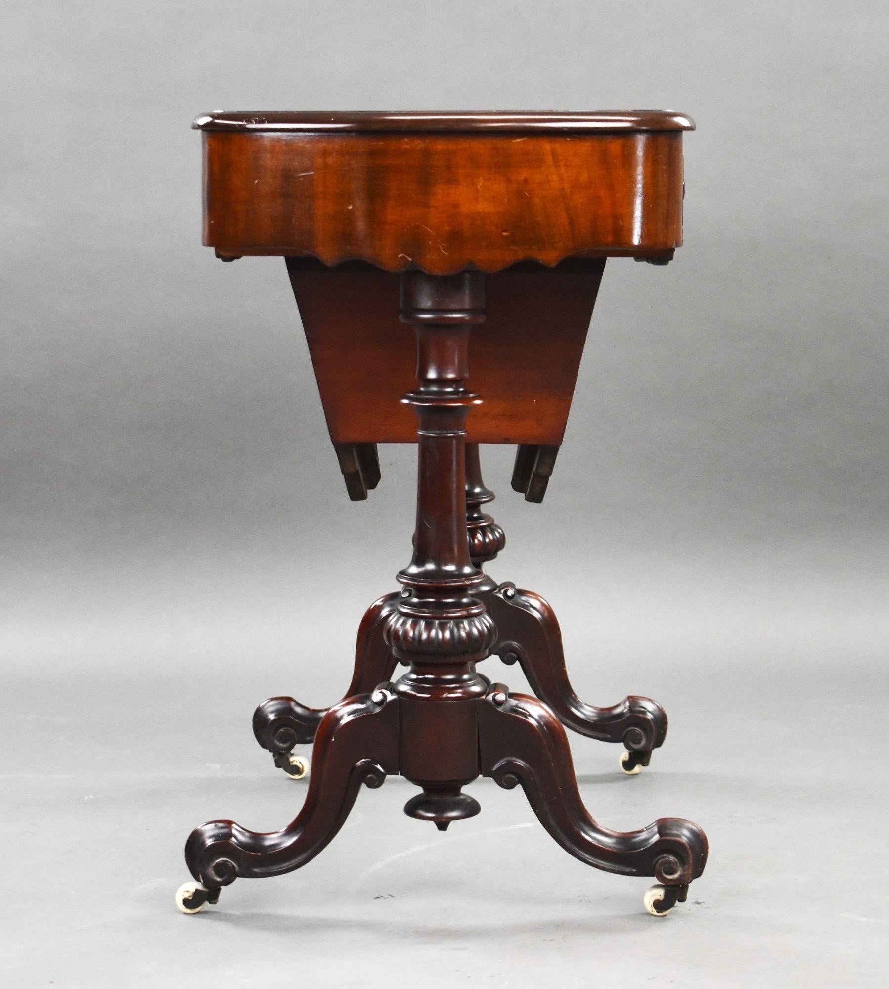 English Victorian Mahogany Work Table For Sale