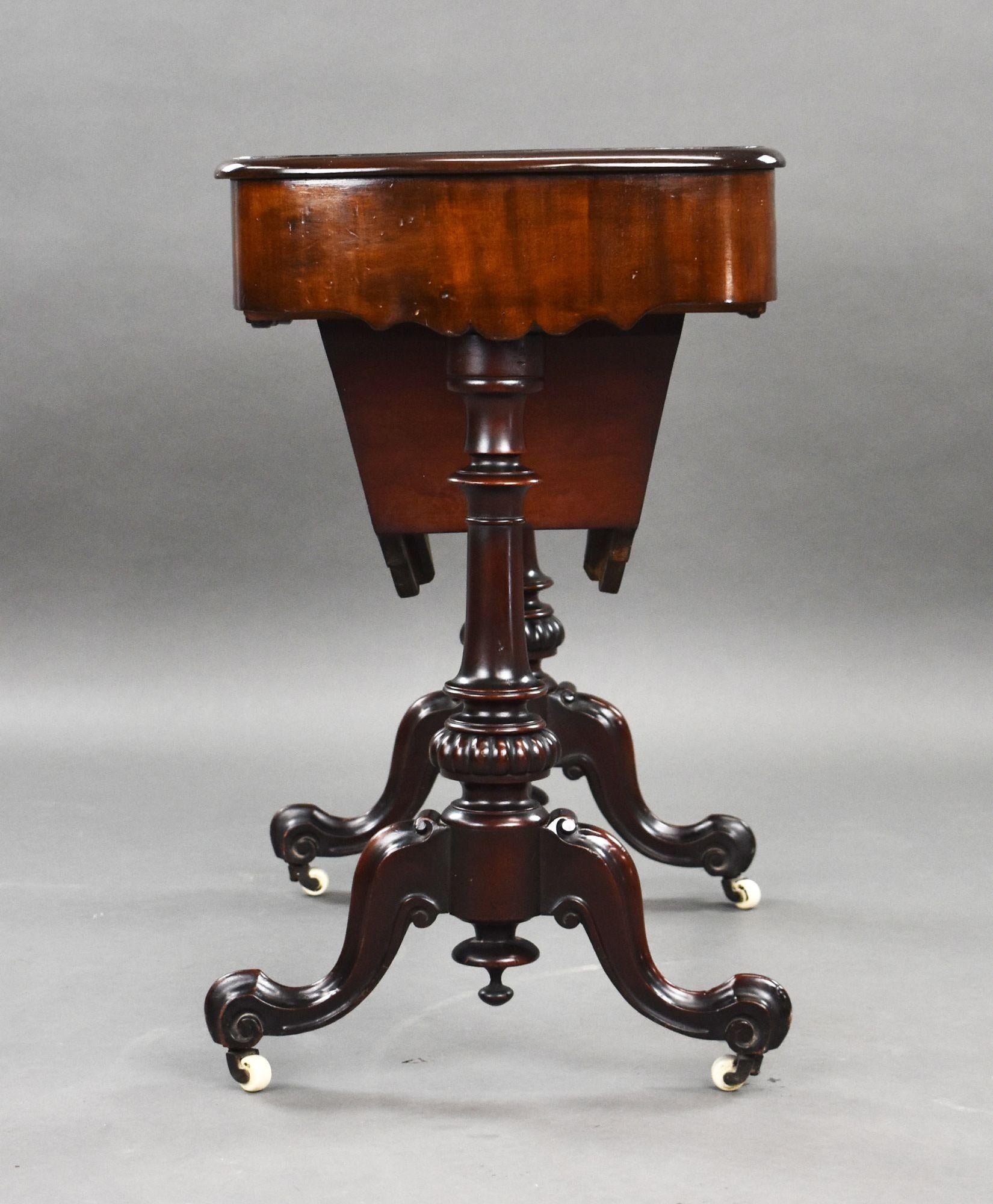 19th Century Victorian Mahogany Work Table For Sale