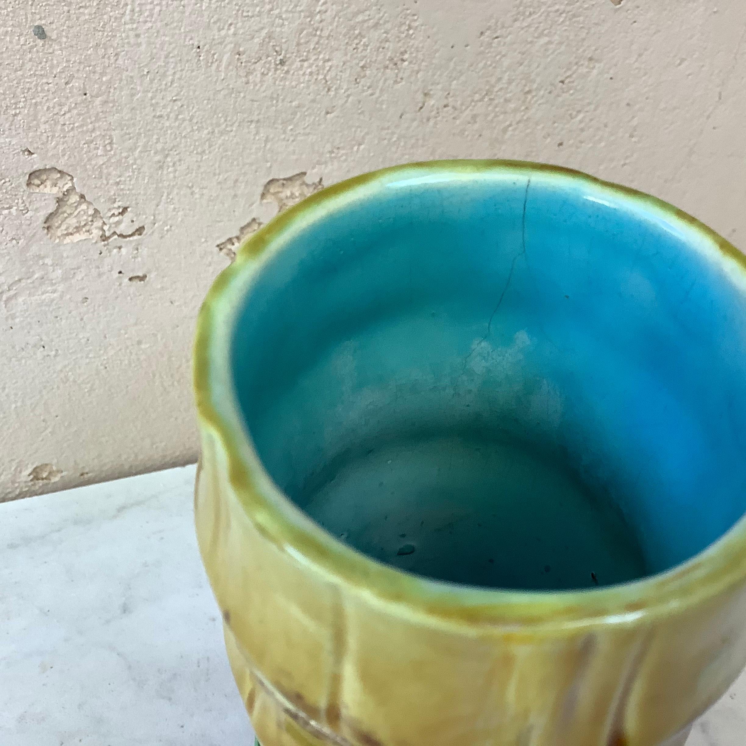 Fine XIX secolo Vaso vittoriano in maiolica di bambù Joseph Holdcroft, circa 1872 in vendita