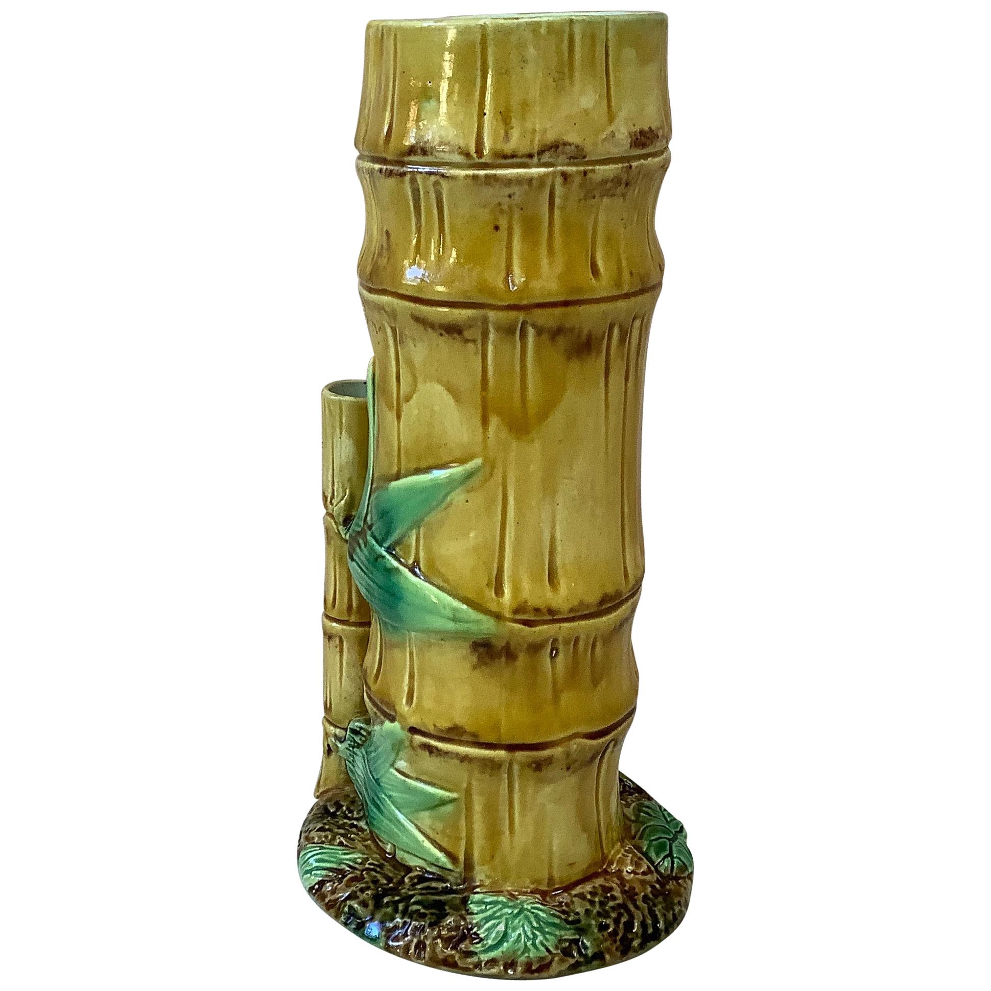 Vase en bambou en majolique de style victorien Joseph Holdcroft:: vers 1872