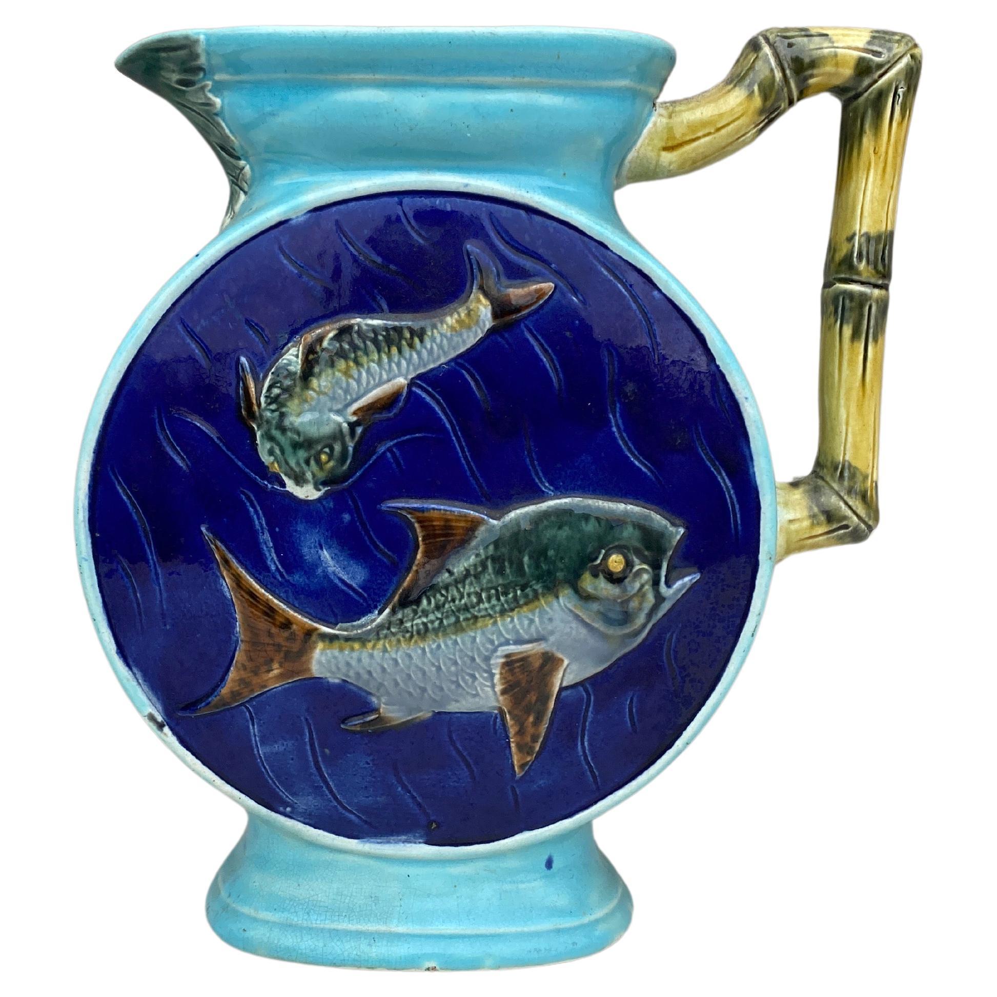Brocca a forma di pesce in maiolica vittoriana Holdcroft, 1890 circa in vendita
