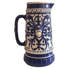 Brocca vittoriana in maiolica Gustavsberg, Svezia, fine XIX sec.