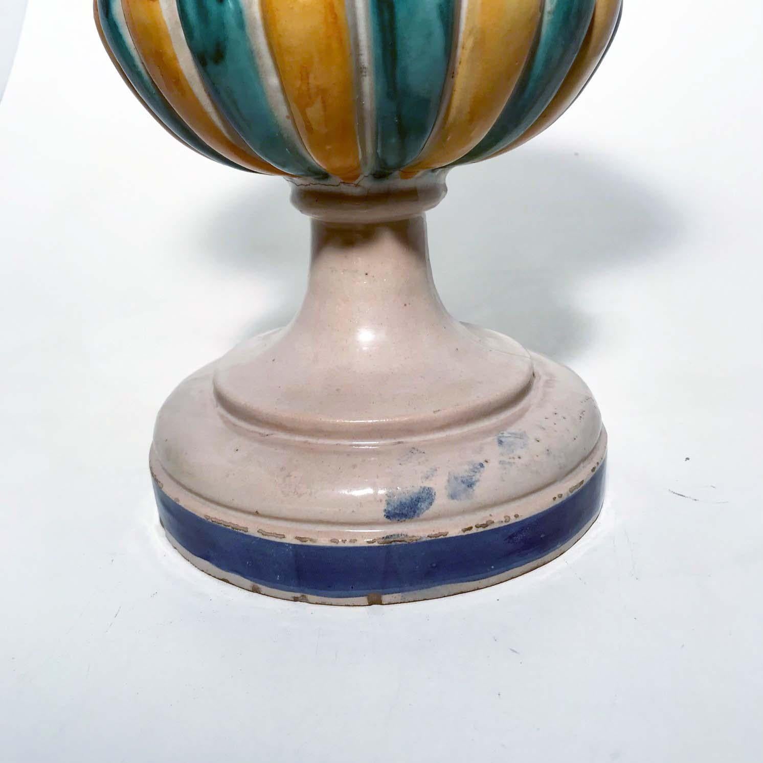 Late 19th Century Victorian Majolica Garden Urn of Campana Form