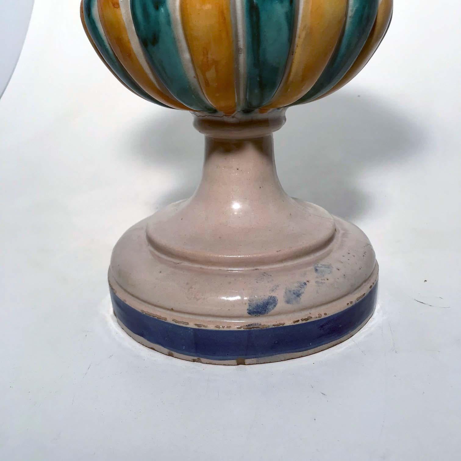 Victorian Majolica Garden Urn of Campana Form 1