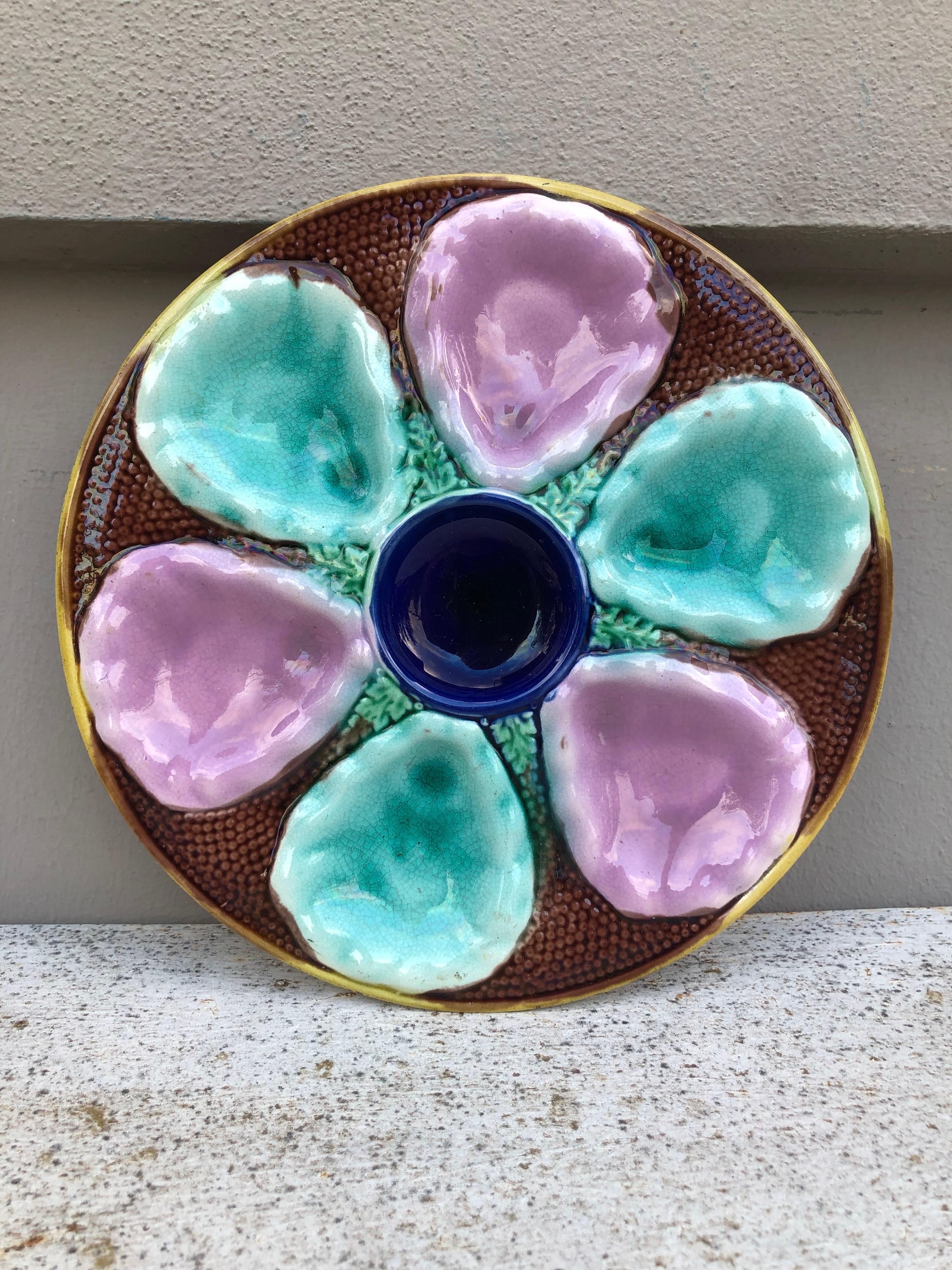 Victorian Majolica oyster plate, circa 1890.