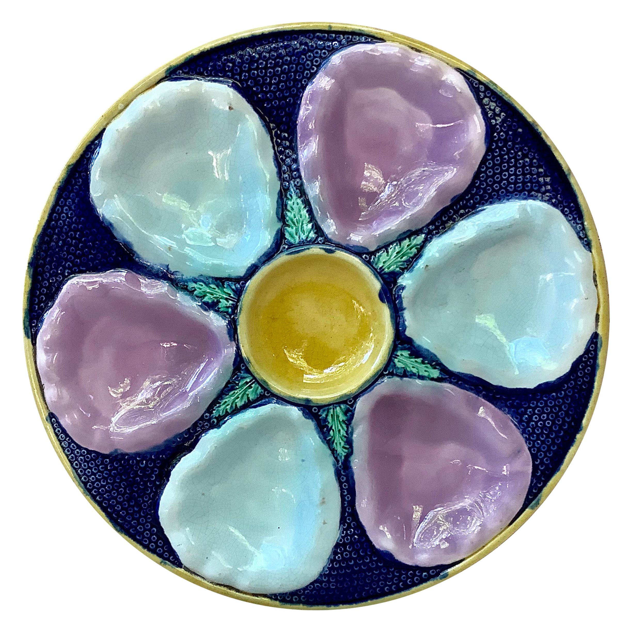 Victorian Majolica Oyster Plate, circa 1890