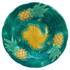 Victorian Majolica Pineapples Plate Circa 1880