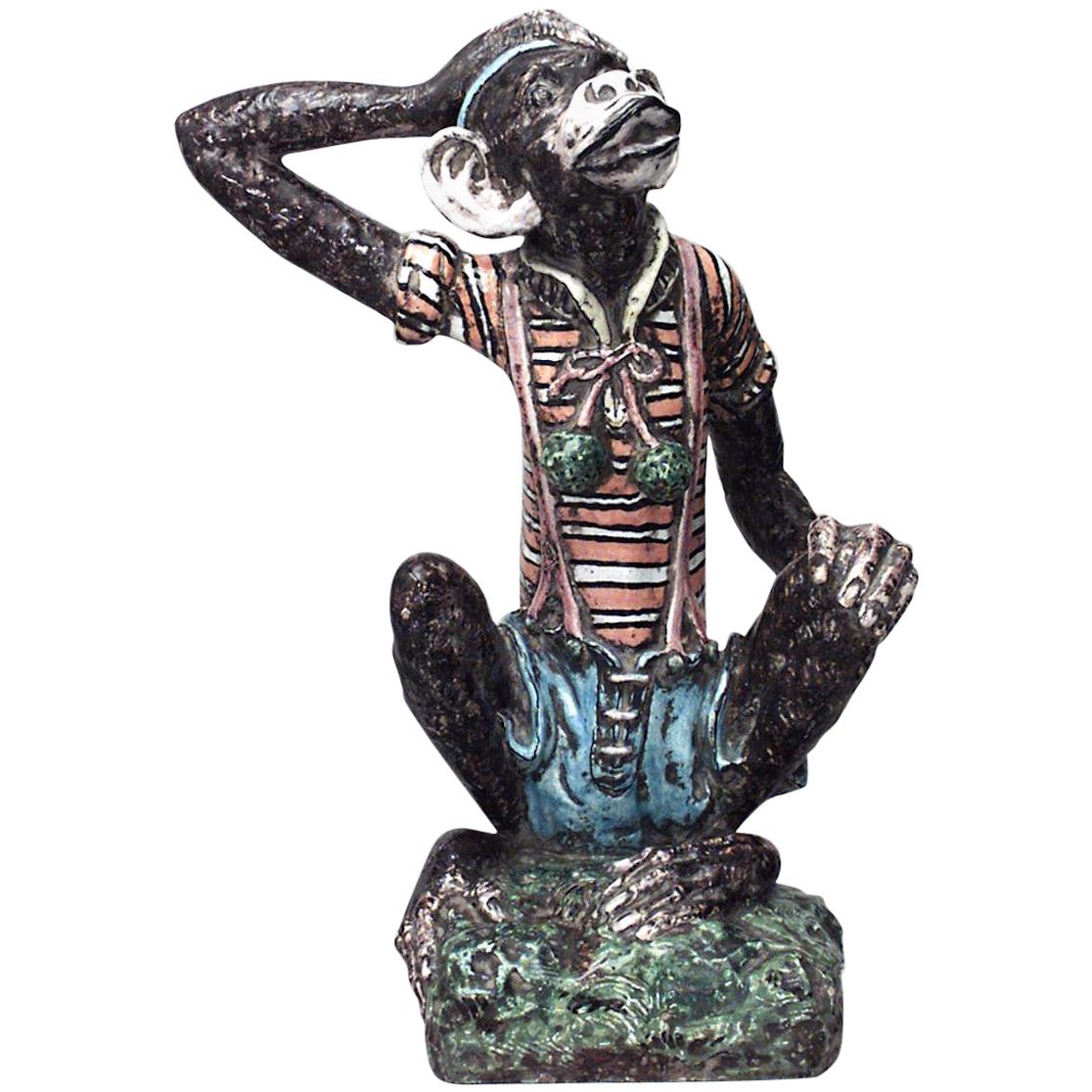 Victorian Majolica Terra Cotta Monkey