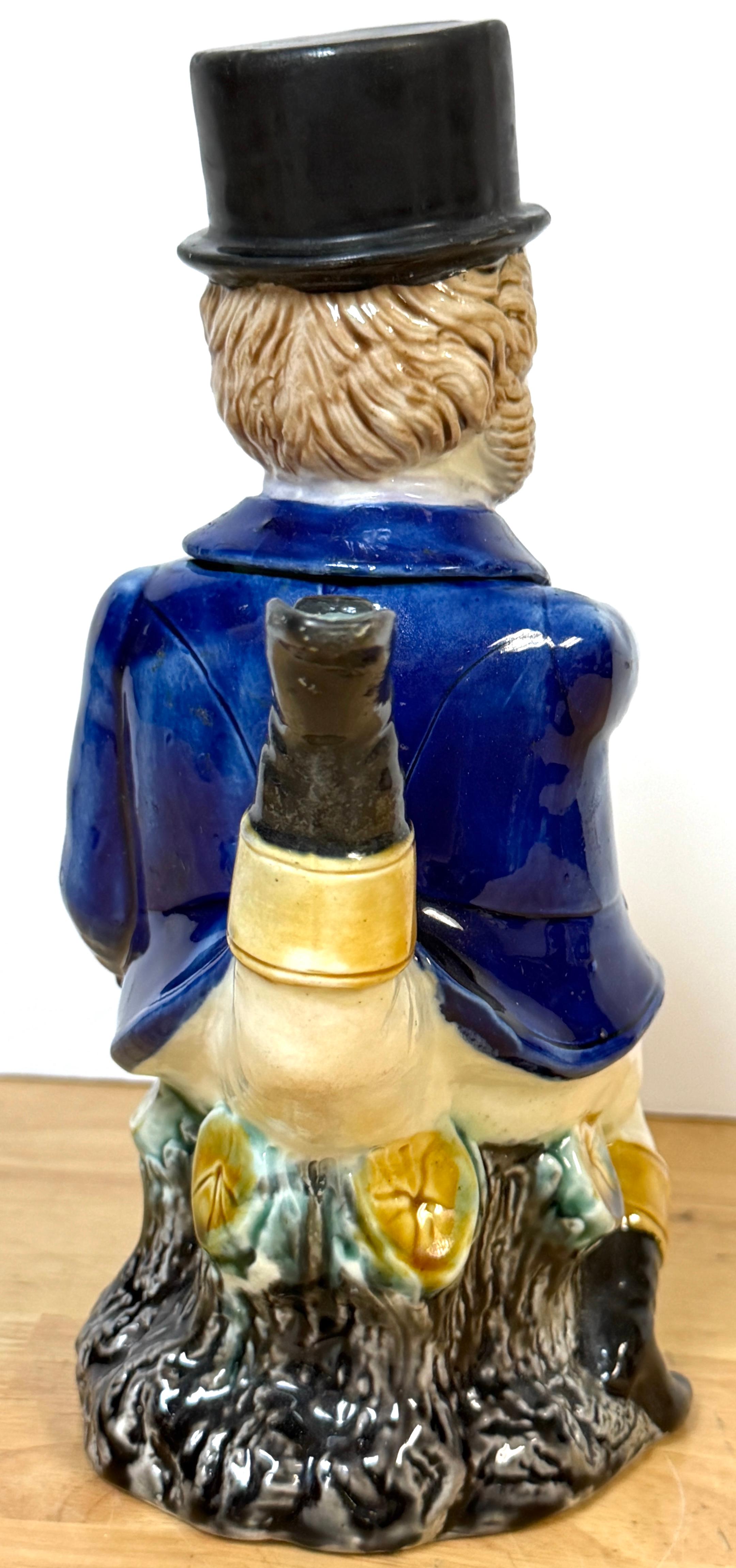 Smaltato Victorian Majolica “Three-Legged Gentleman” Teapot, William Brownfield & Sons in vendita