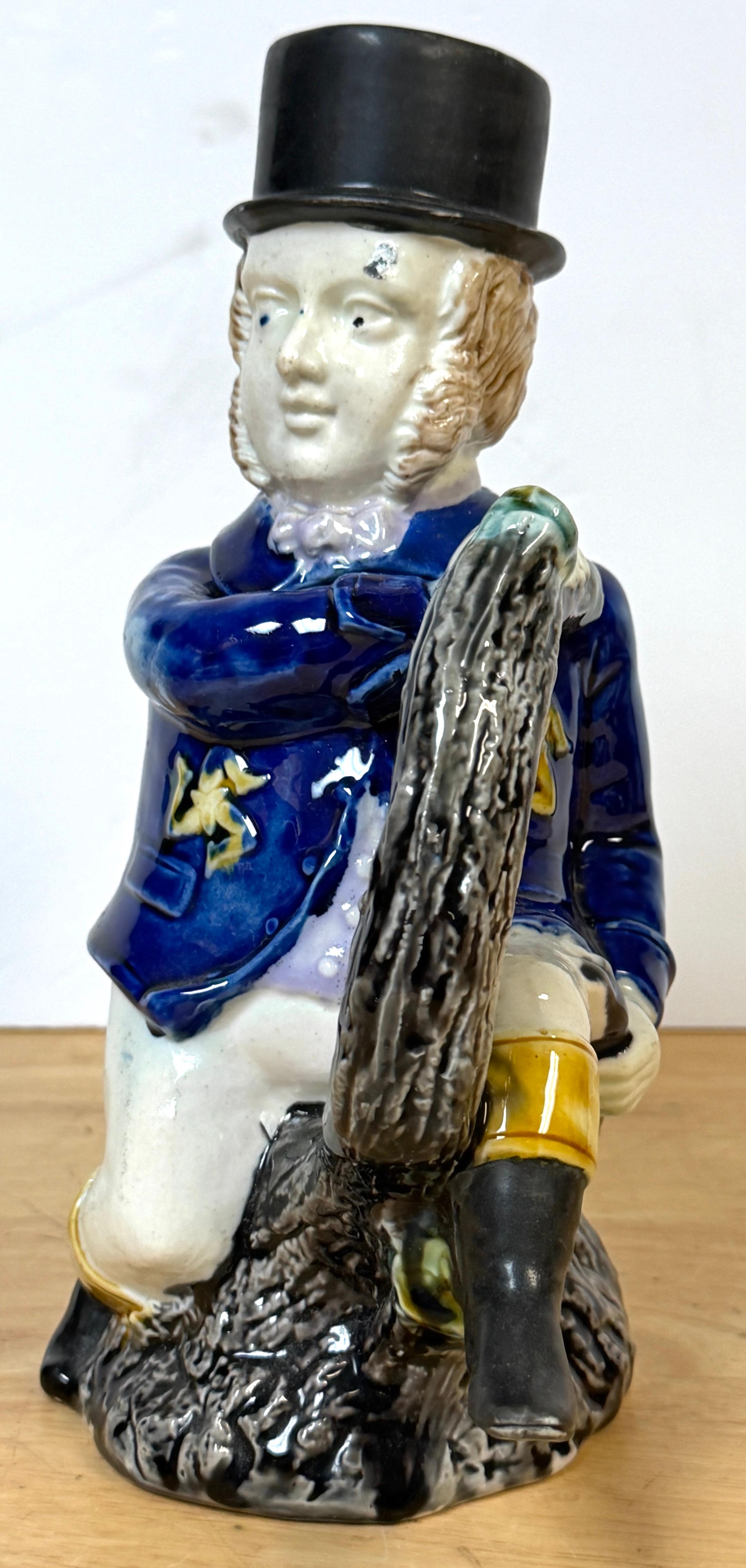 XIX secolo Victorian Majolica “Three-Legged Gentleman” Teapot, William Brownfield & Sons in vendita