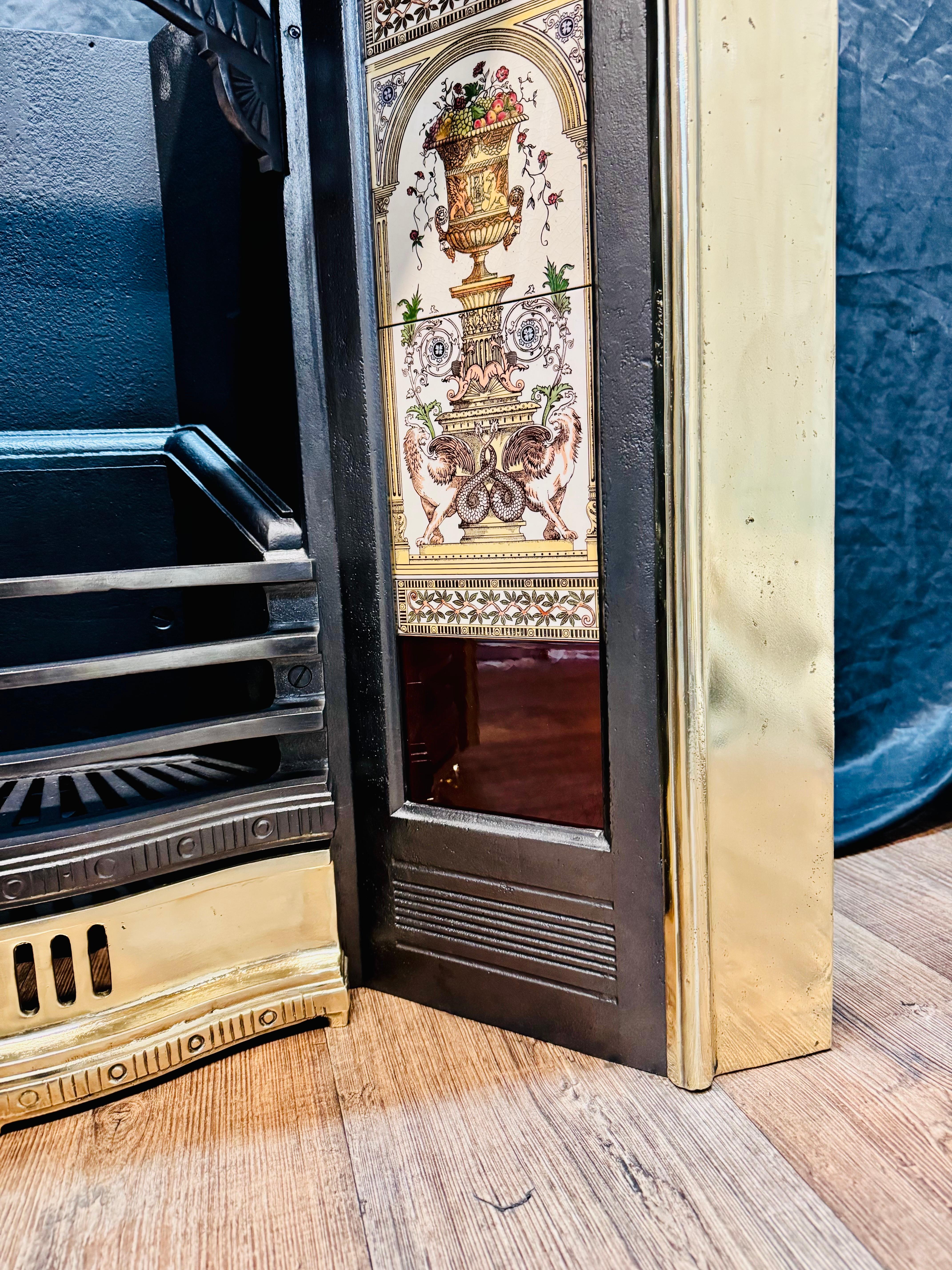 Victorian Manner Polished Brass Fireplace Insert. For Sale 5