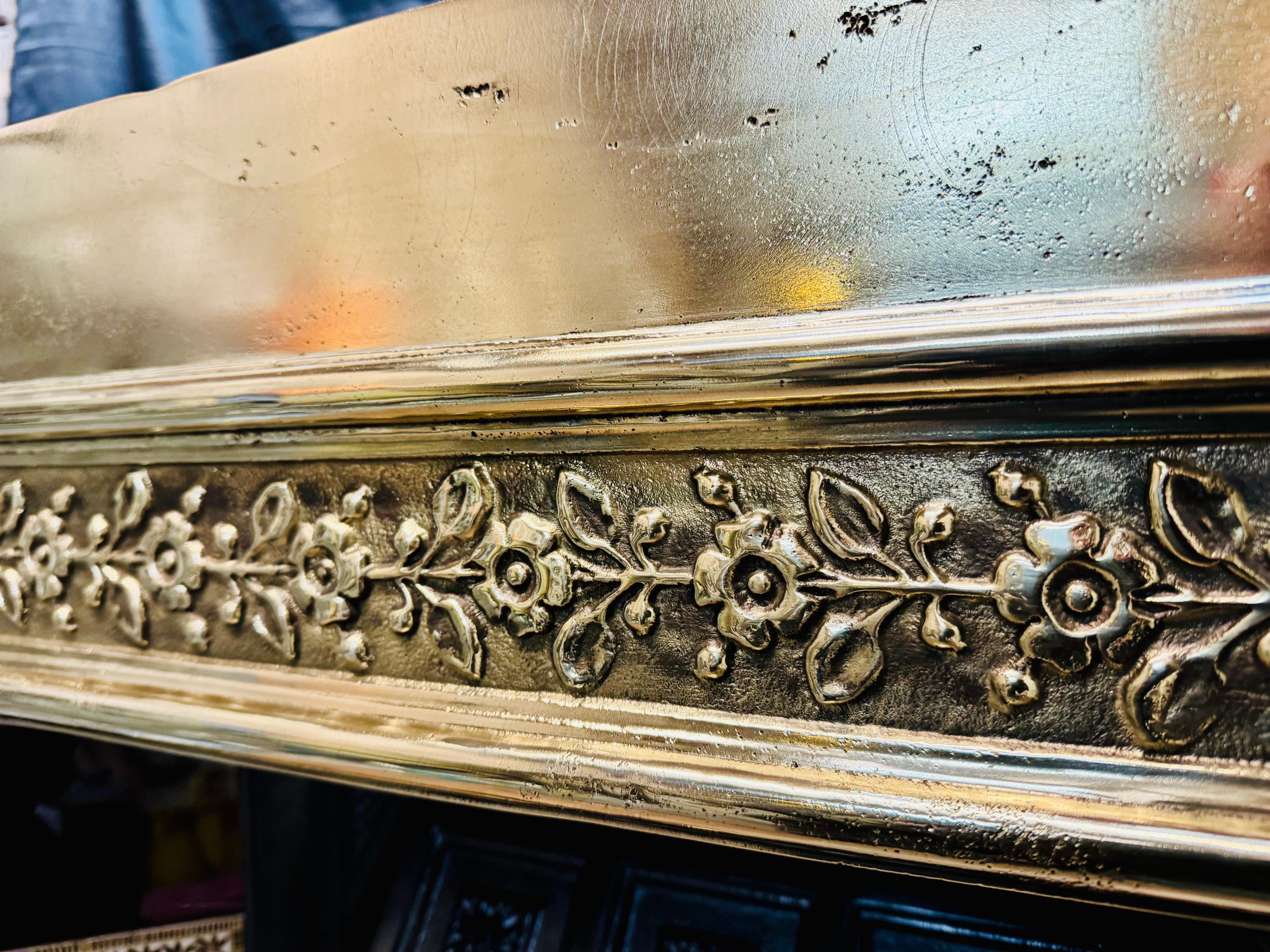 Victorian Manner Polished Brass Fireplace Insert. For Sale 8