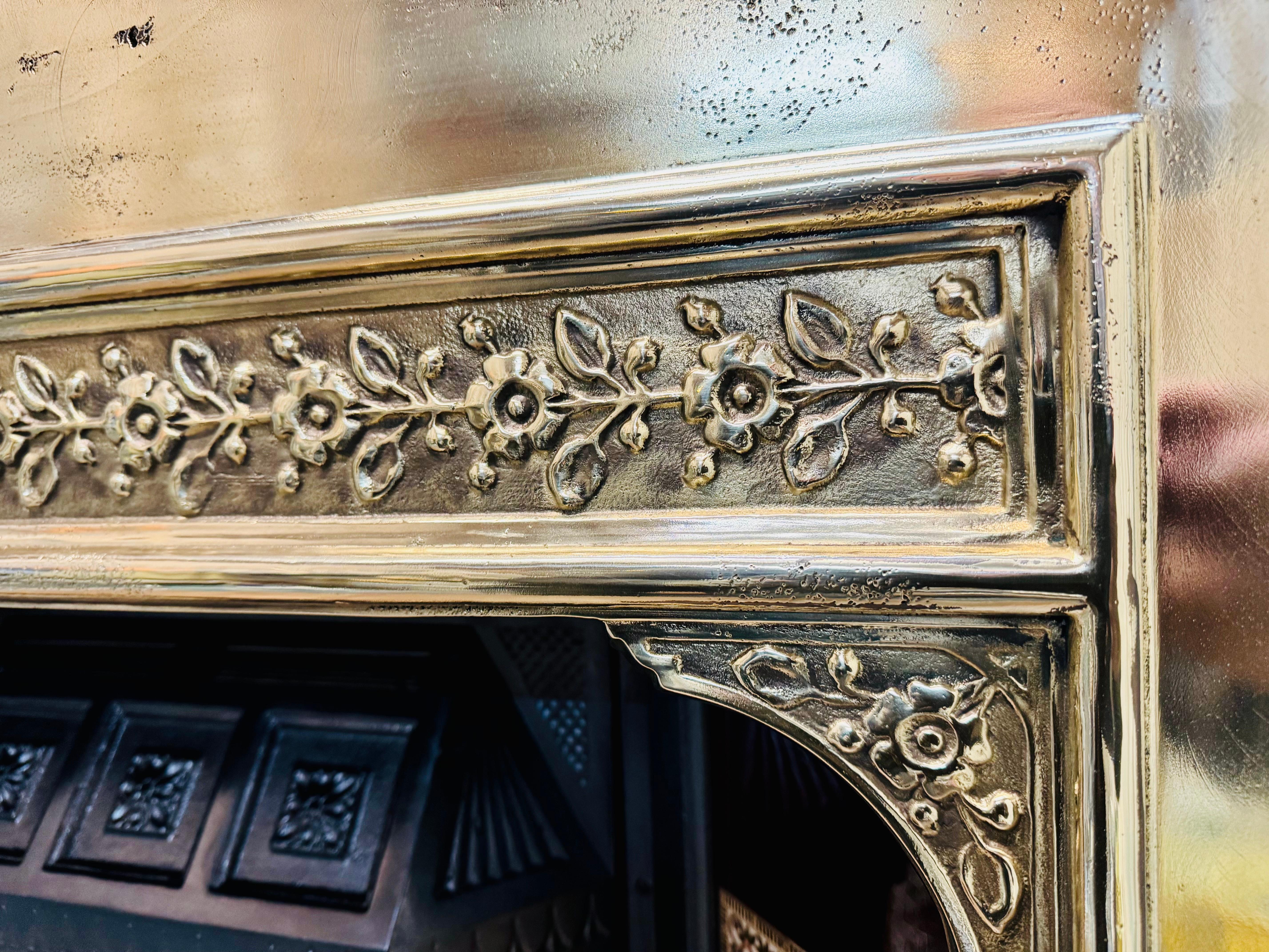 Victorian Manner Polished Brass Fireplace Insert. For Sale 2