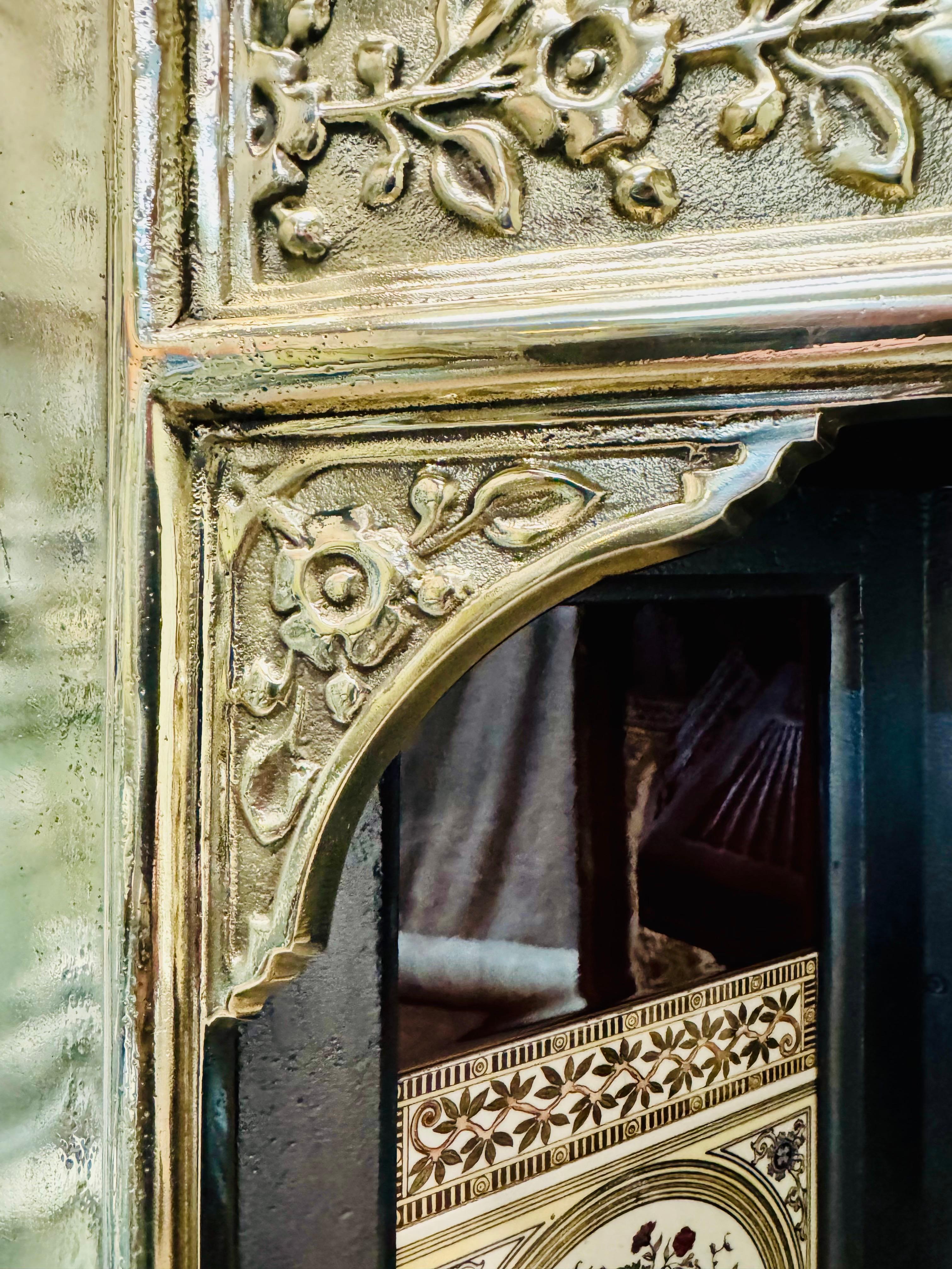 Victorian Manner Polished Brass Fireplace Insert. For Sale 3
