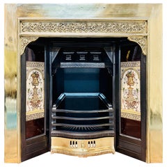 Victorian Manner Polished Brass Fireplace Insert.